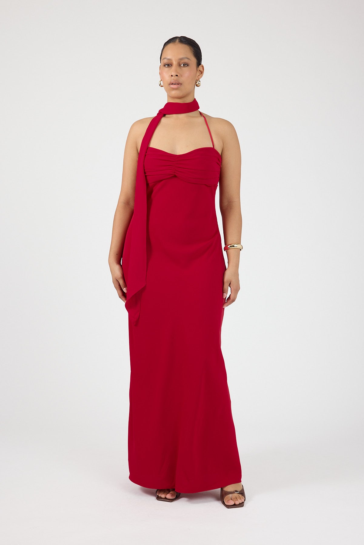 Perfect Stranger Luccia Scarf Maxi Dress Cherry Red