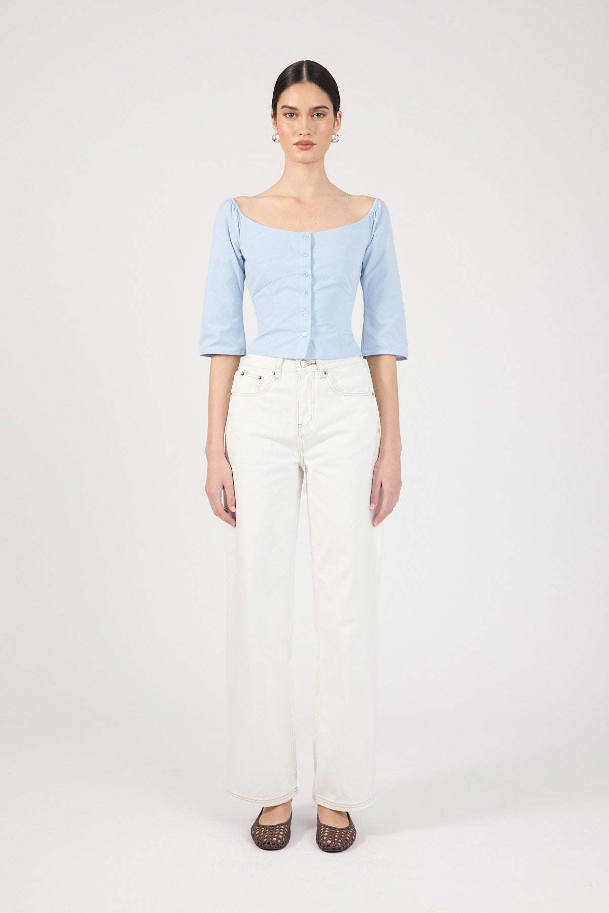 Perfect Stranger Marshall 3/4 sleeve shirt Blue