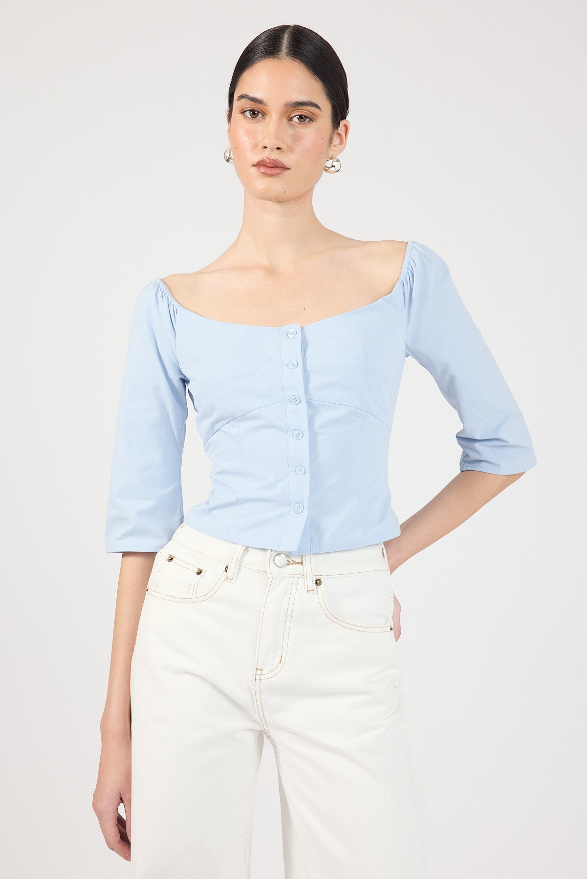 Perfect Stranger Marshall 3/4 sleeve shirt Blue
