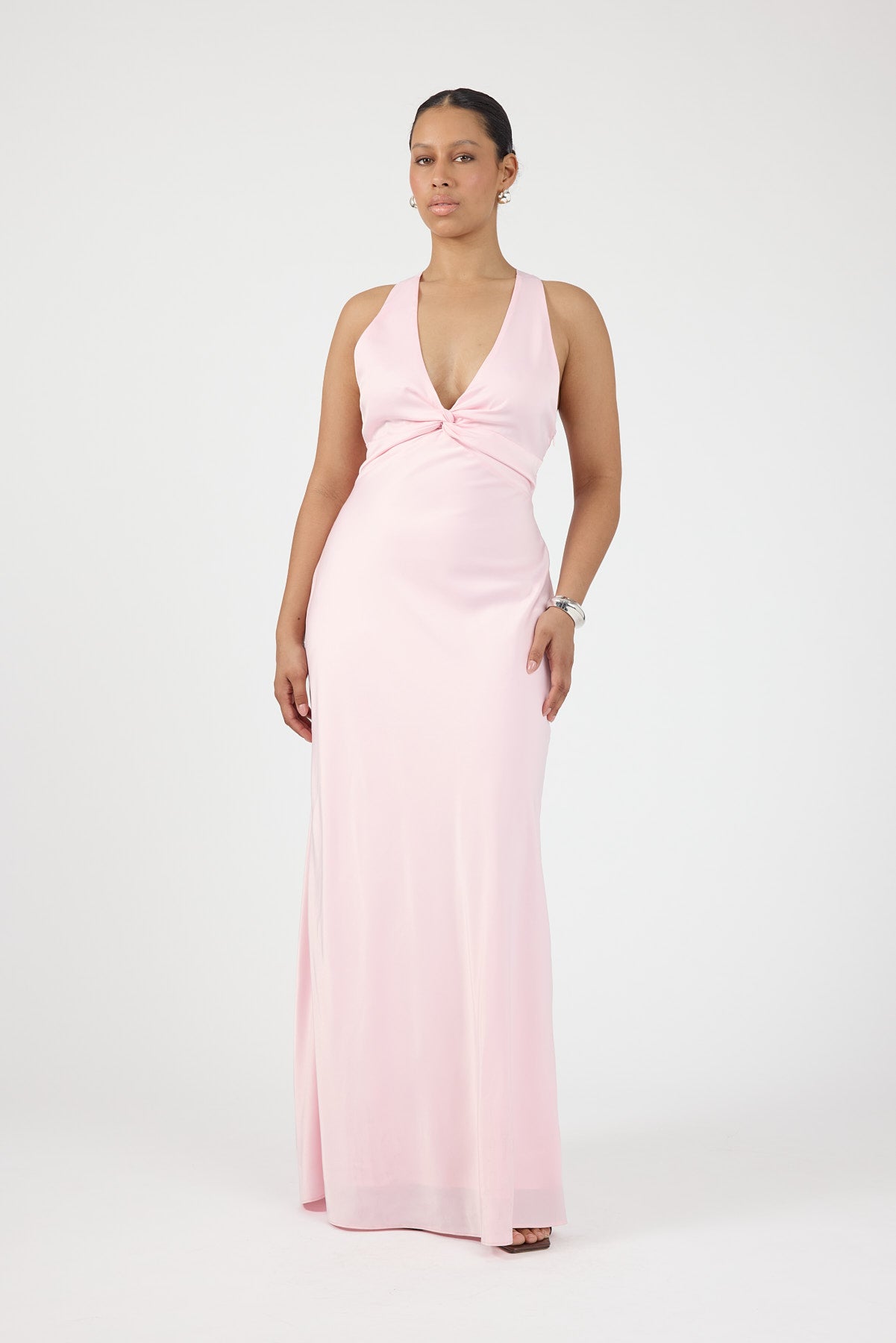 Perfect Stranger Ellie Twist Front Maxi Dress Pale Pink