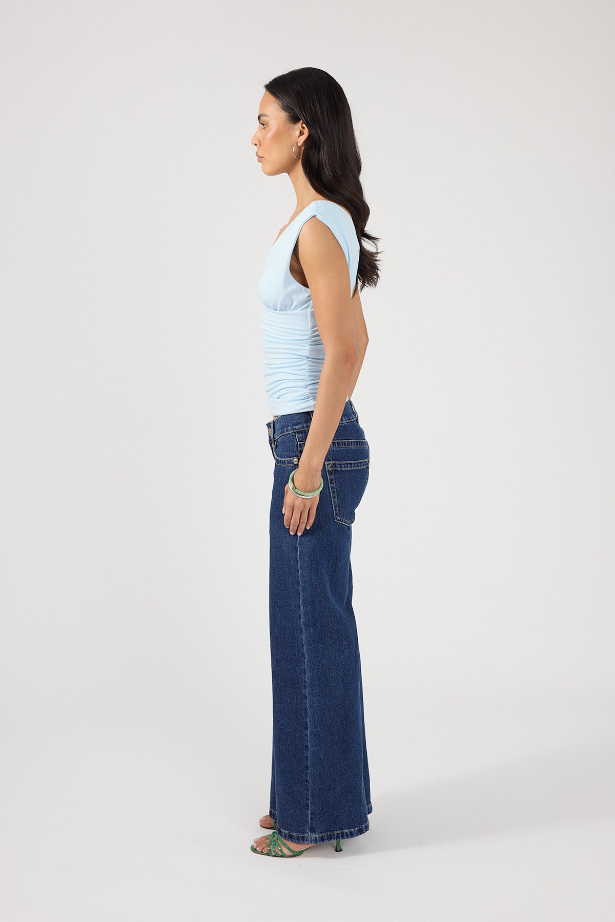 Perfect Stranger Ainzley Gathered Top Blue