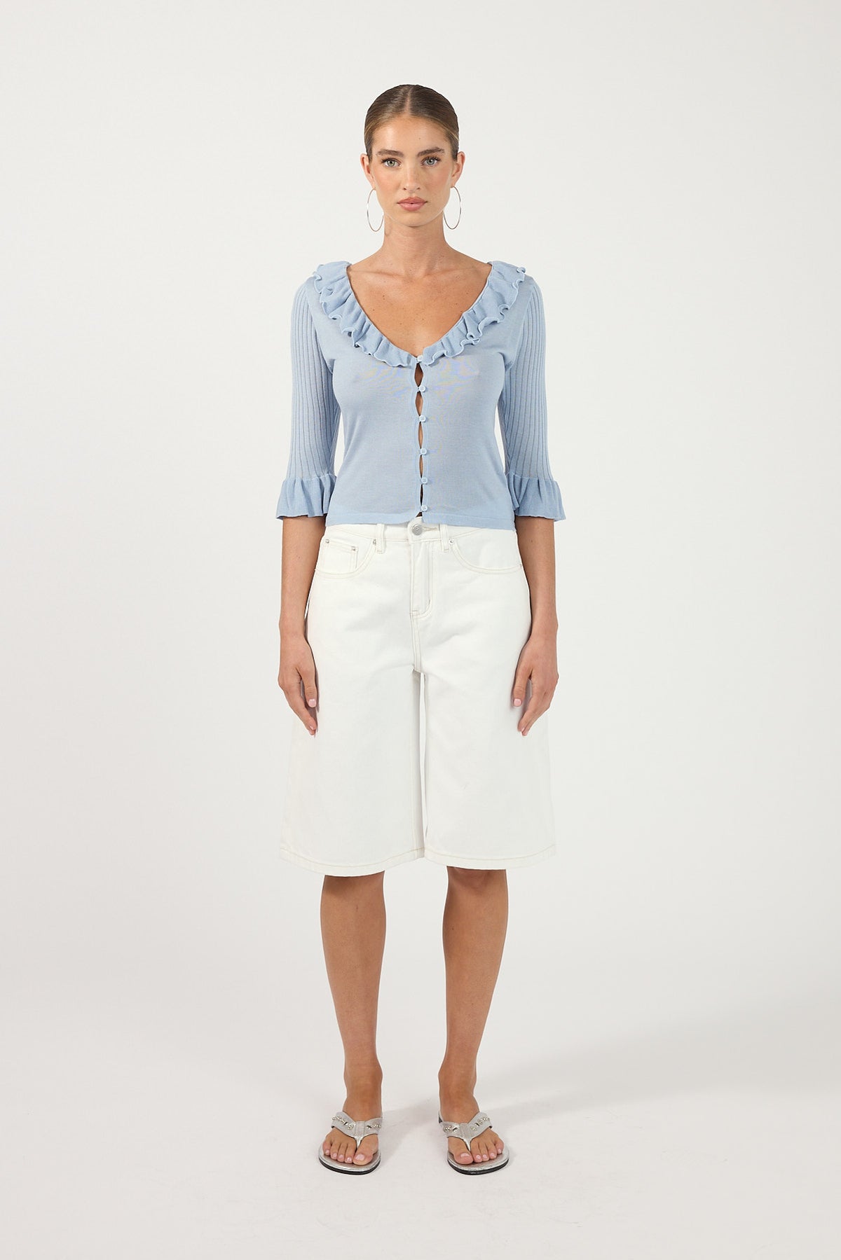 Perfect Stranger Ava 3/4 Sleeve Knit Top Blue