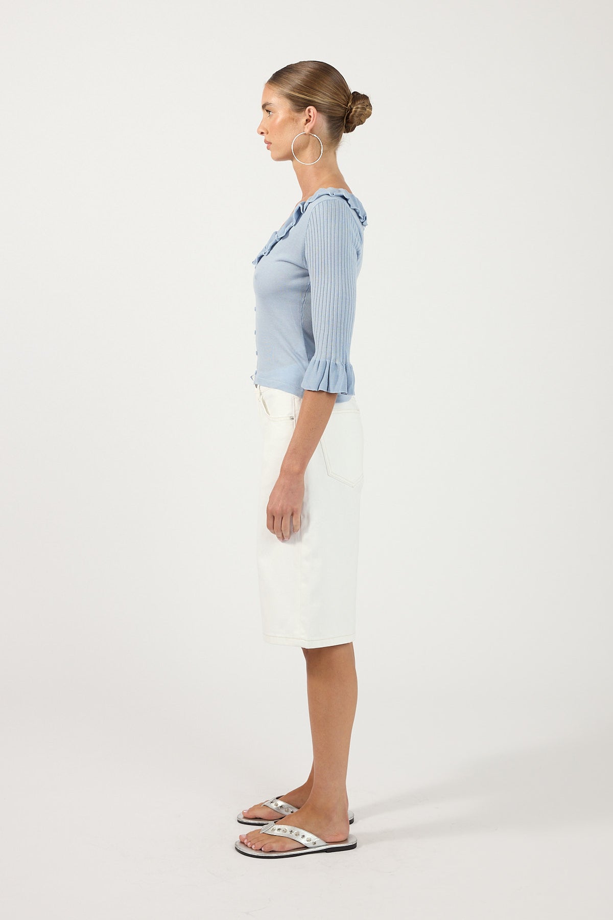 Perfect Stranger Ava 3/4 Sleeve Knit Top Blue