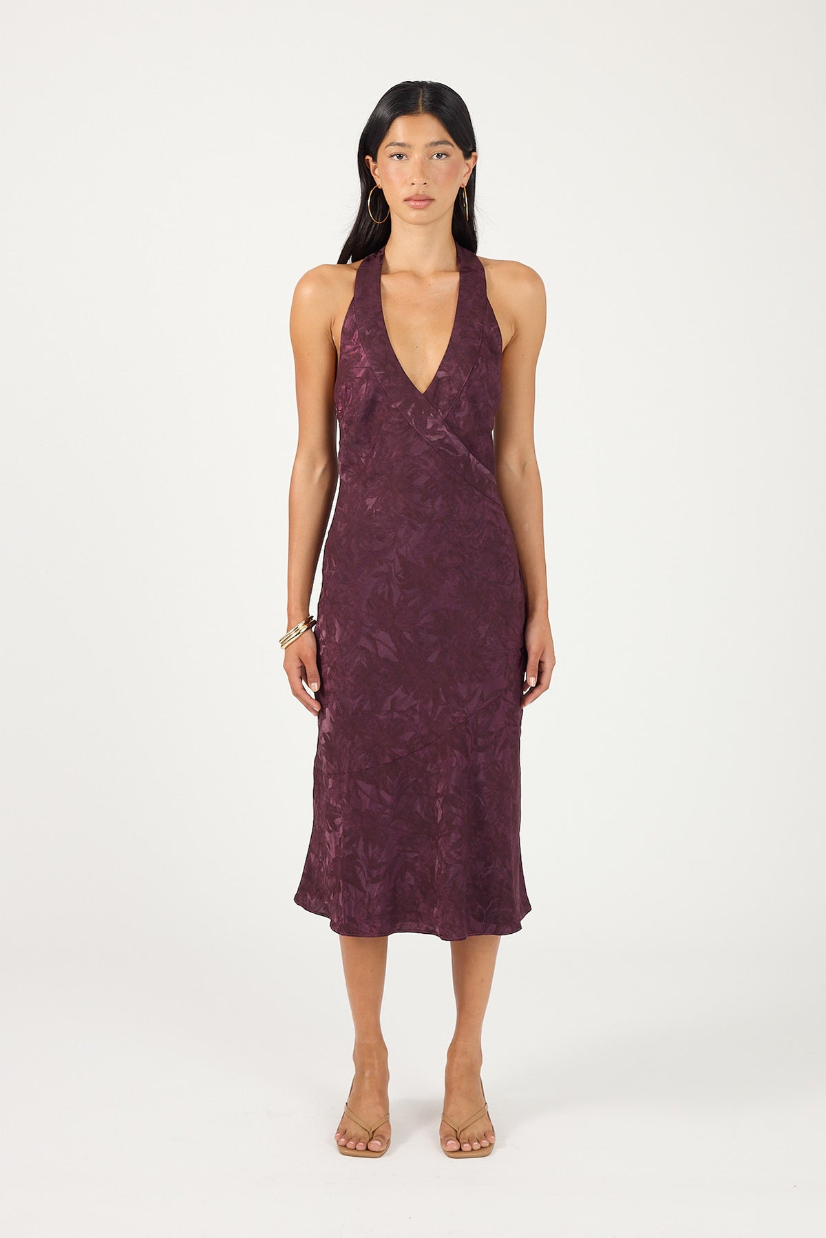 Perfect Stranger Rumi Satin Midi Dress Purple