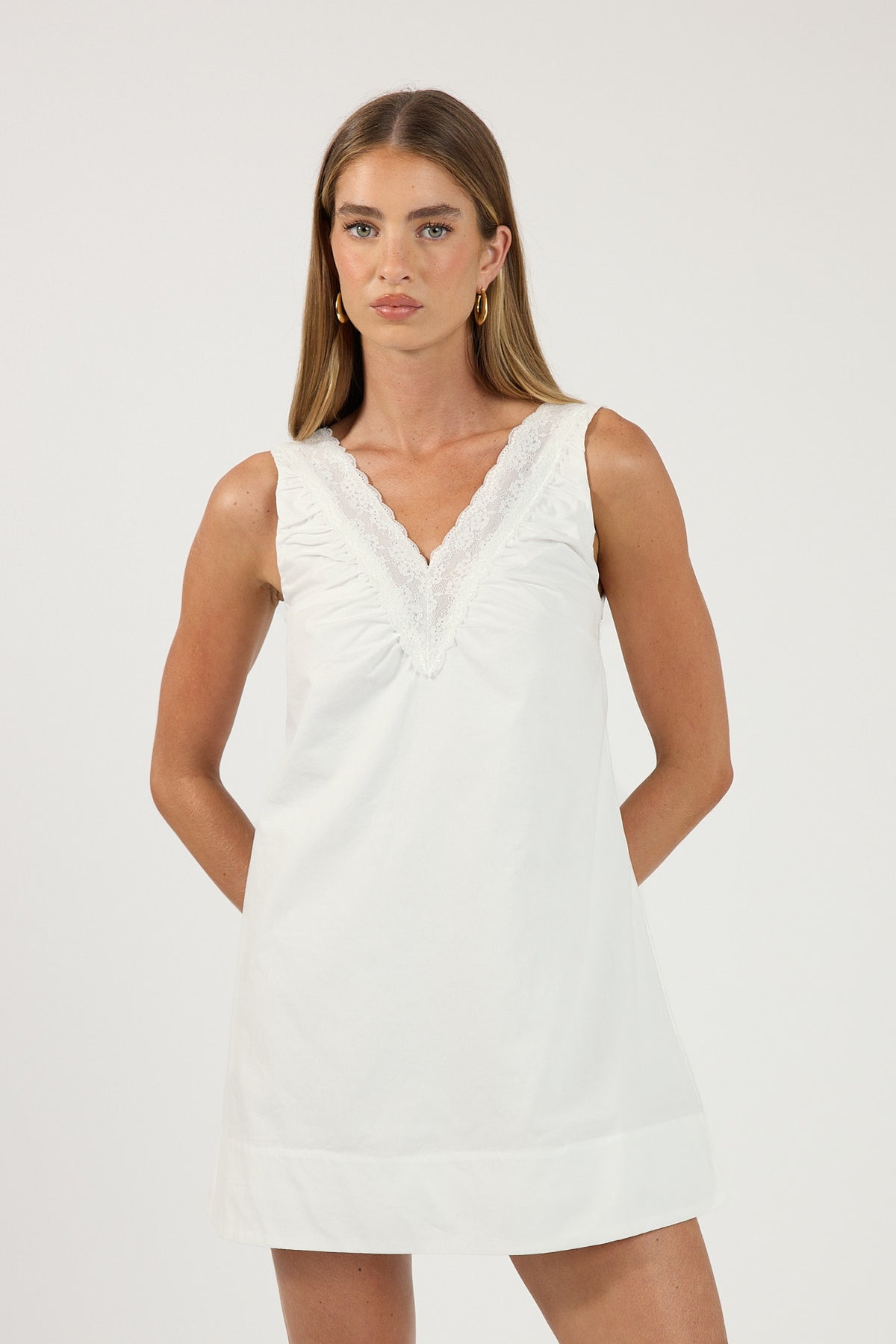 Perfect Stranger Serephina Cotton Mini Dress Off White