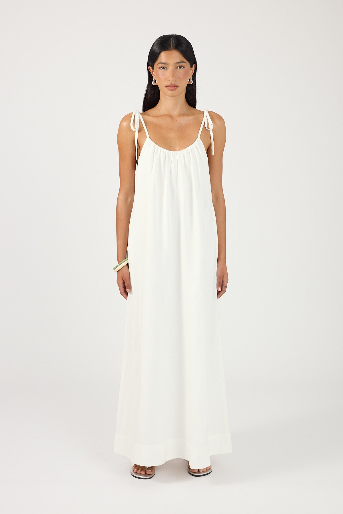 Perfect Stranger Piper Linen Maxi Dress White