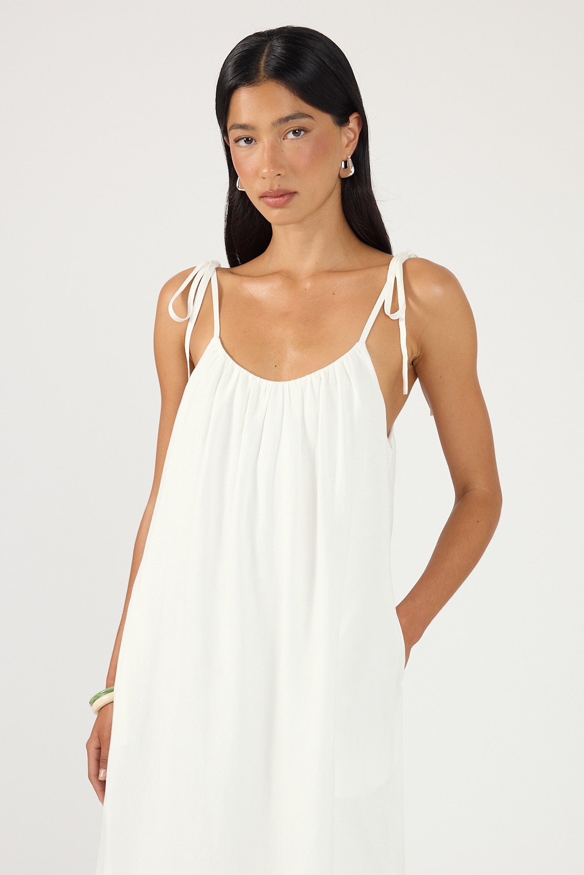 Perfect Stranger Piper Linen Maxi Dress White
