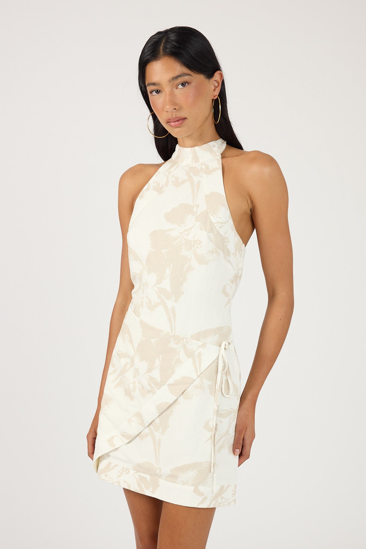 Perfect Stranger Jane Linen Mini Dress White Print
