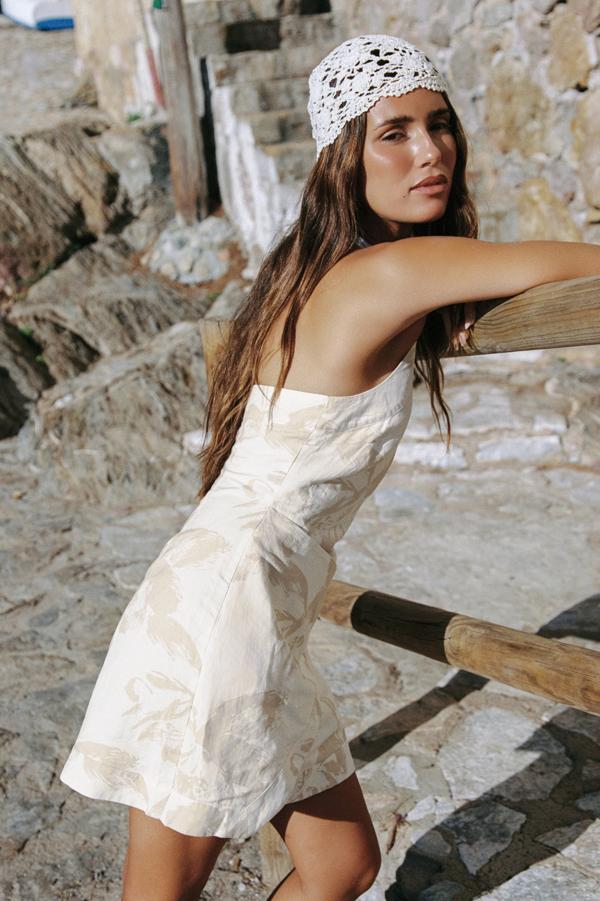 Perfect Stranger Jane Linen Mini Dress White Print