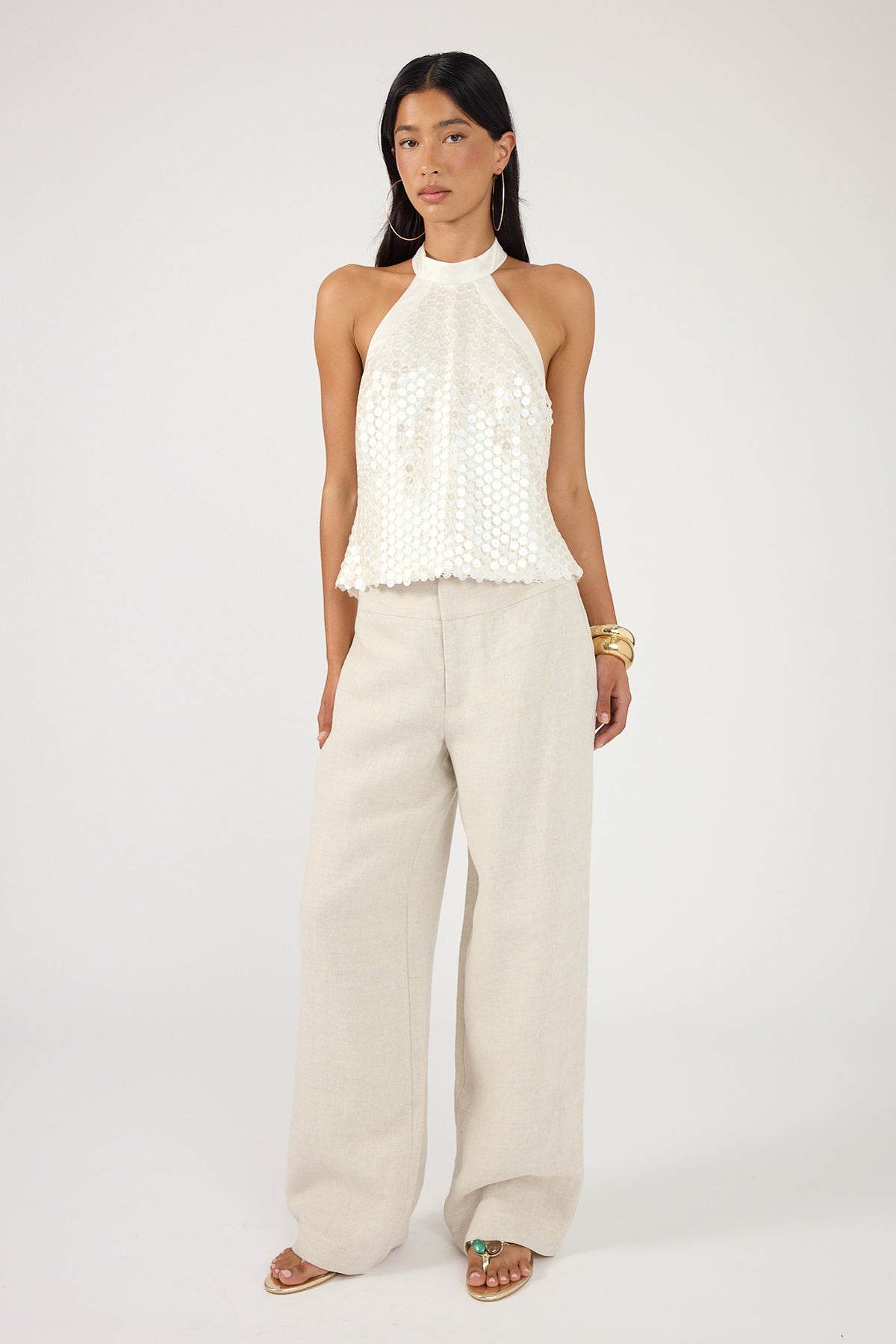 Perfect Stranger Lilah Linen Mid Rise Pant Oat