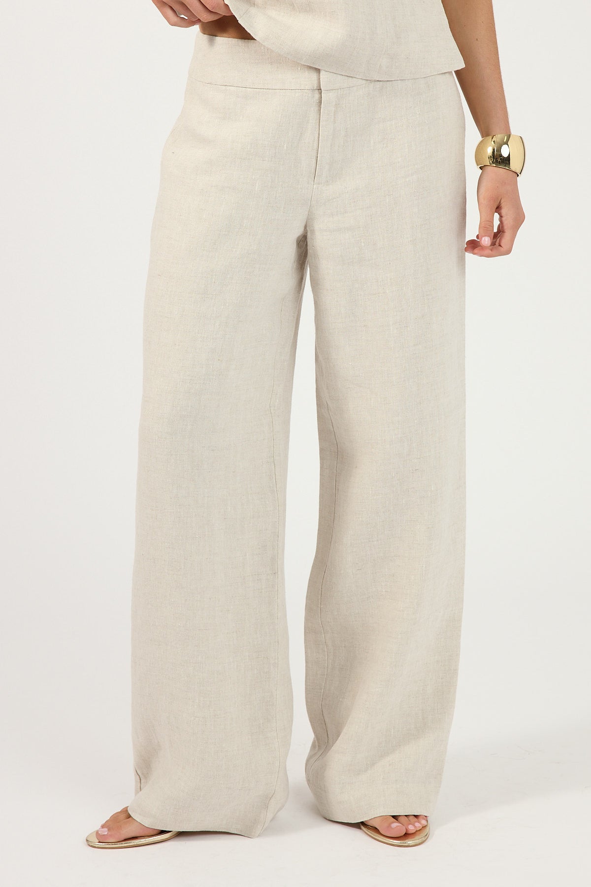 Perfect Stranger Lilah Linen Mid Rise Pant Oat