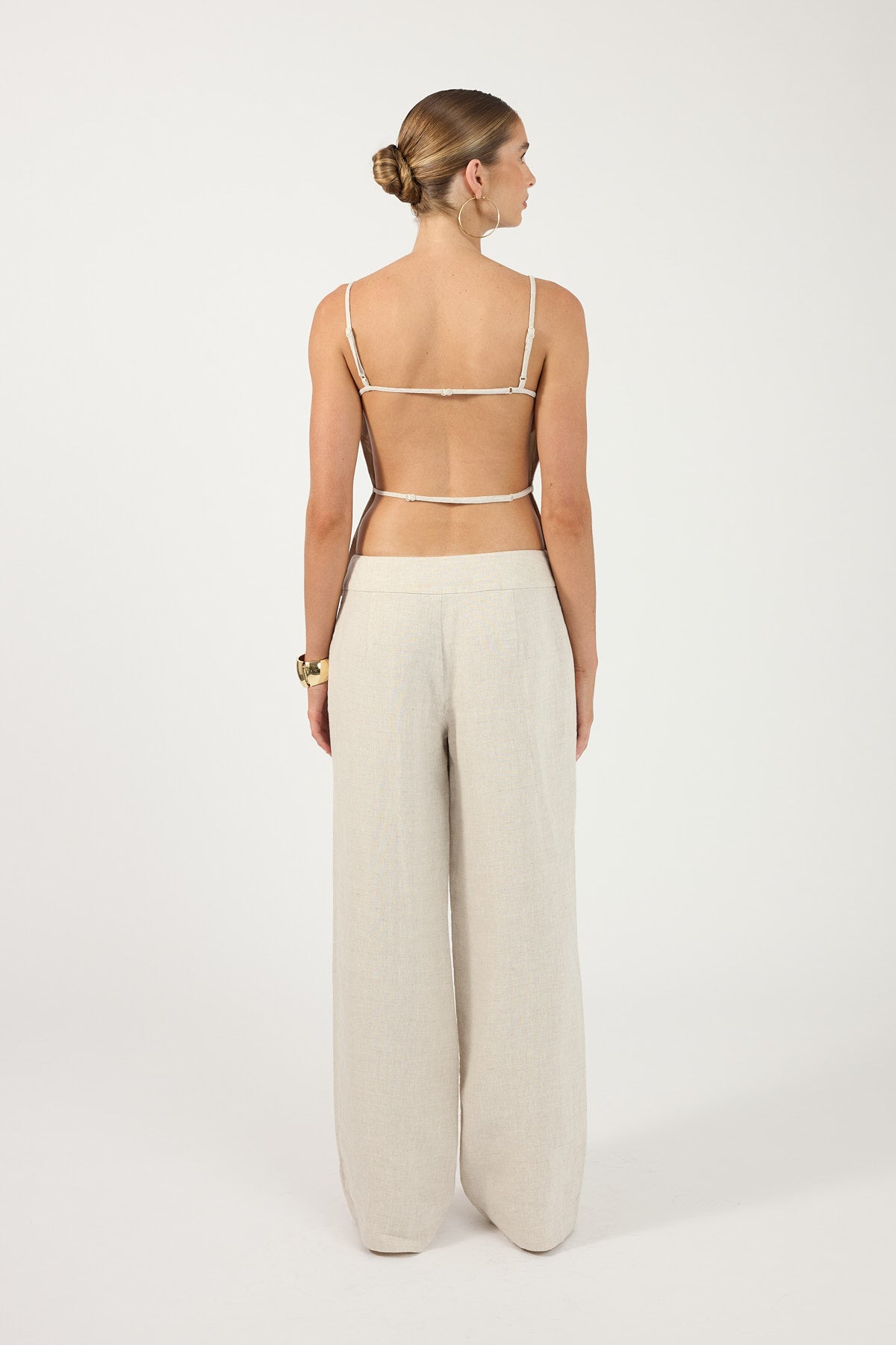 Perfect Stranger Lilah Linen Mid Rise Pant Oat