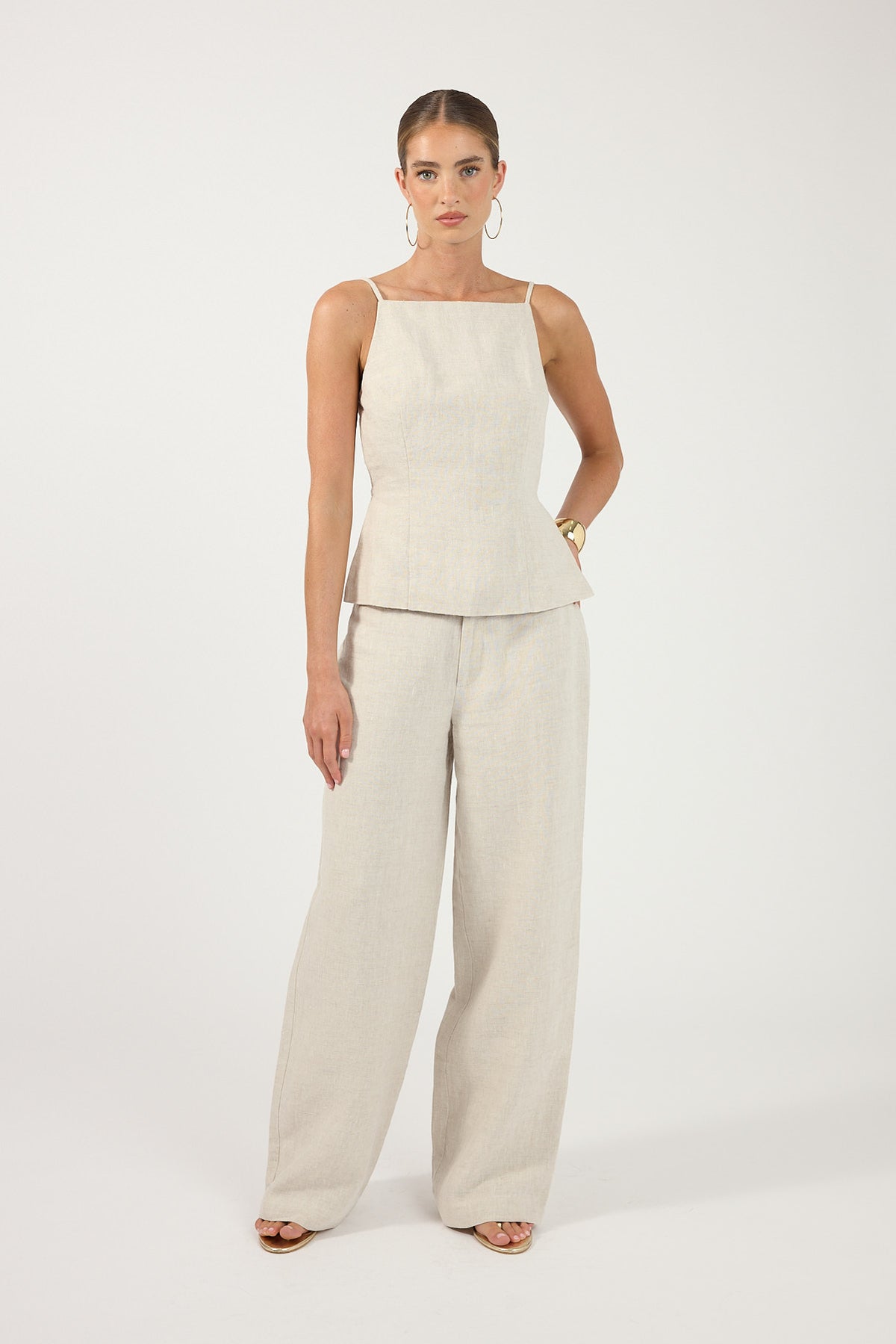 Perfect Stranger Lilah Linen Mid Rise Pant Oat