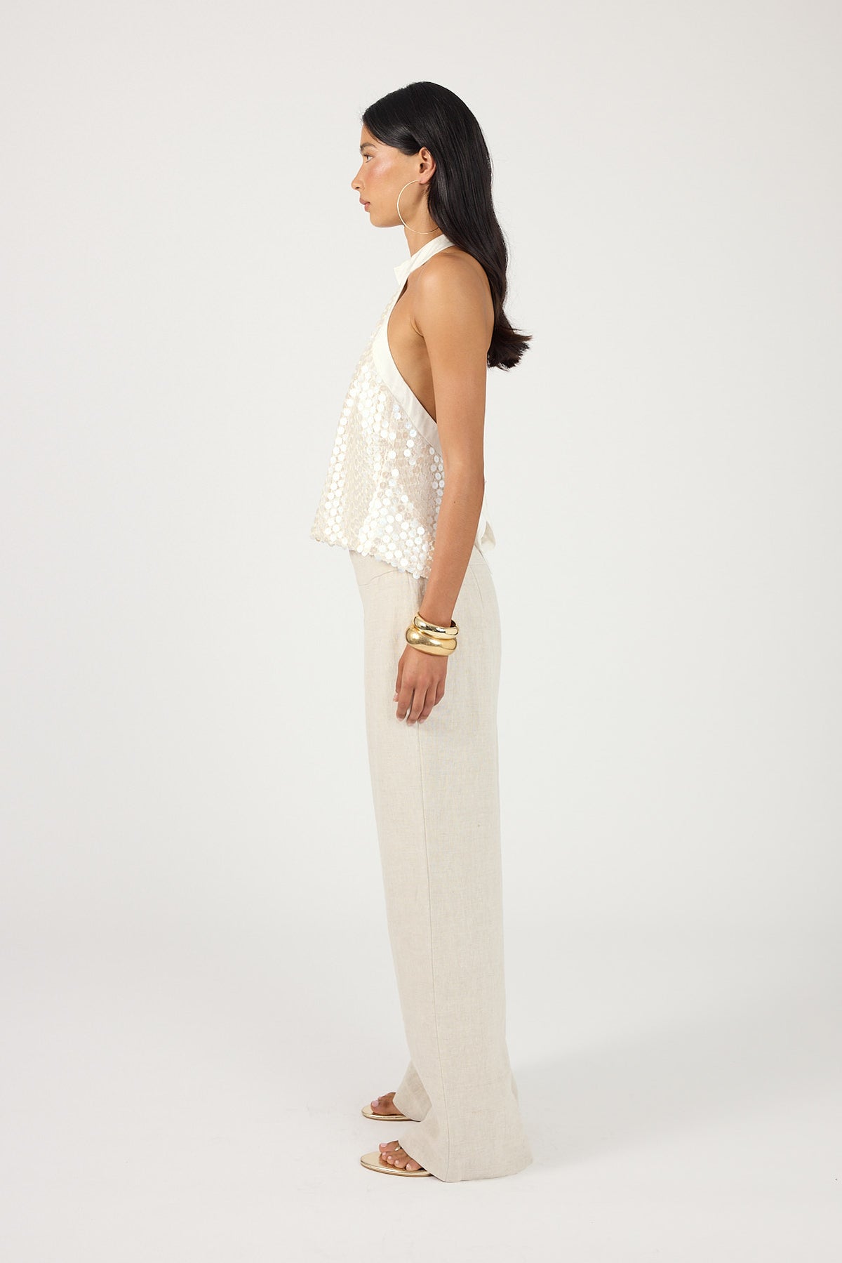 Perfect Stranger Lilah Linen Mid Rise Pant Oat