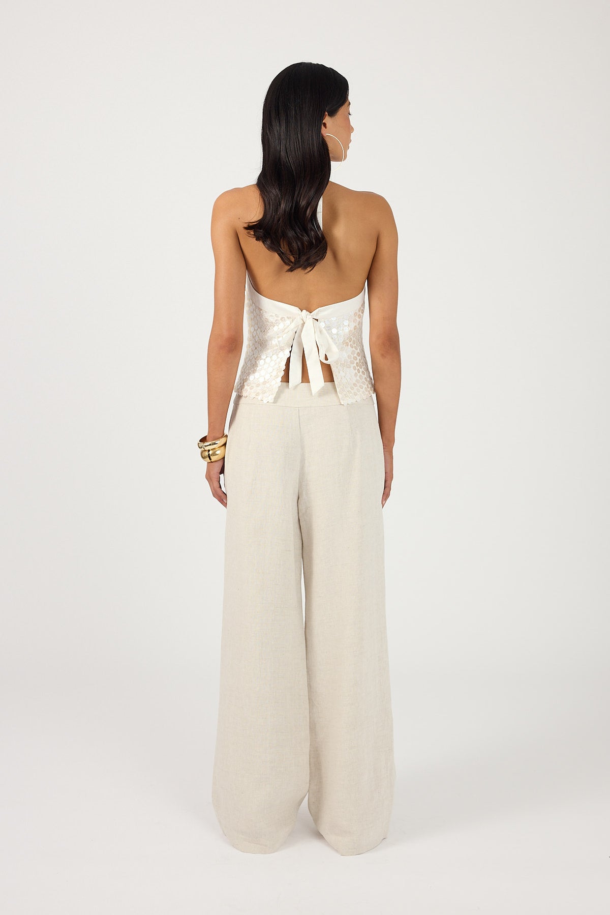 Perfect Stranger Lilah Linen Mid Rise Pant Oat