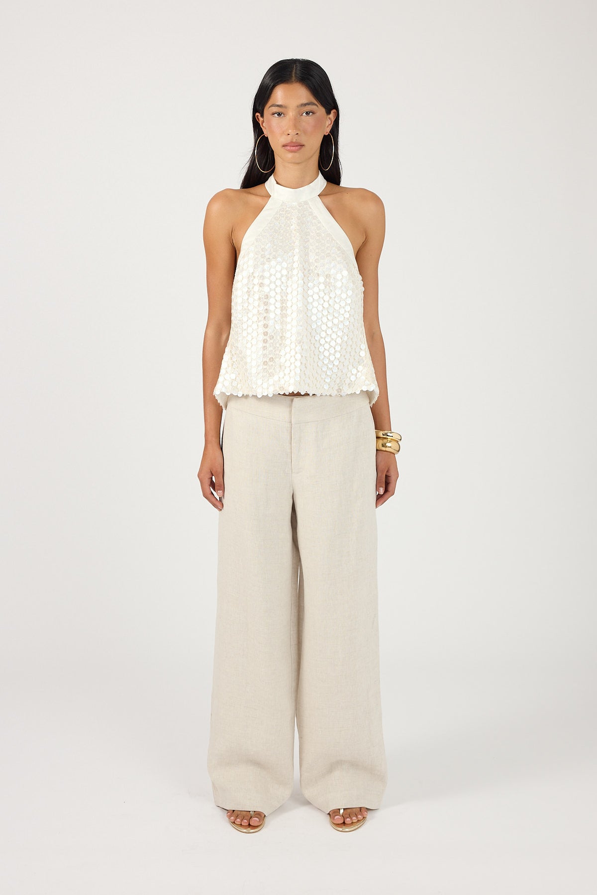 Perfect Stranger Lilah Linen Mid Rise Pant Oat
