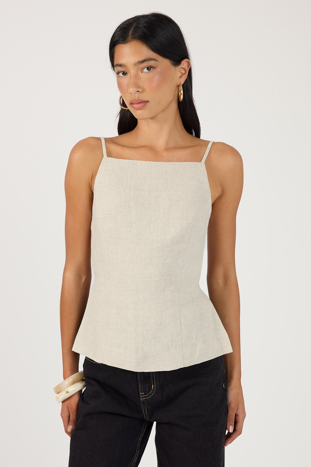 Perfect Stranger Lilah Linen Backless Top Oat
