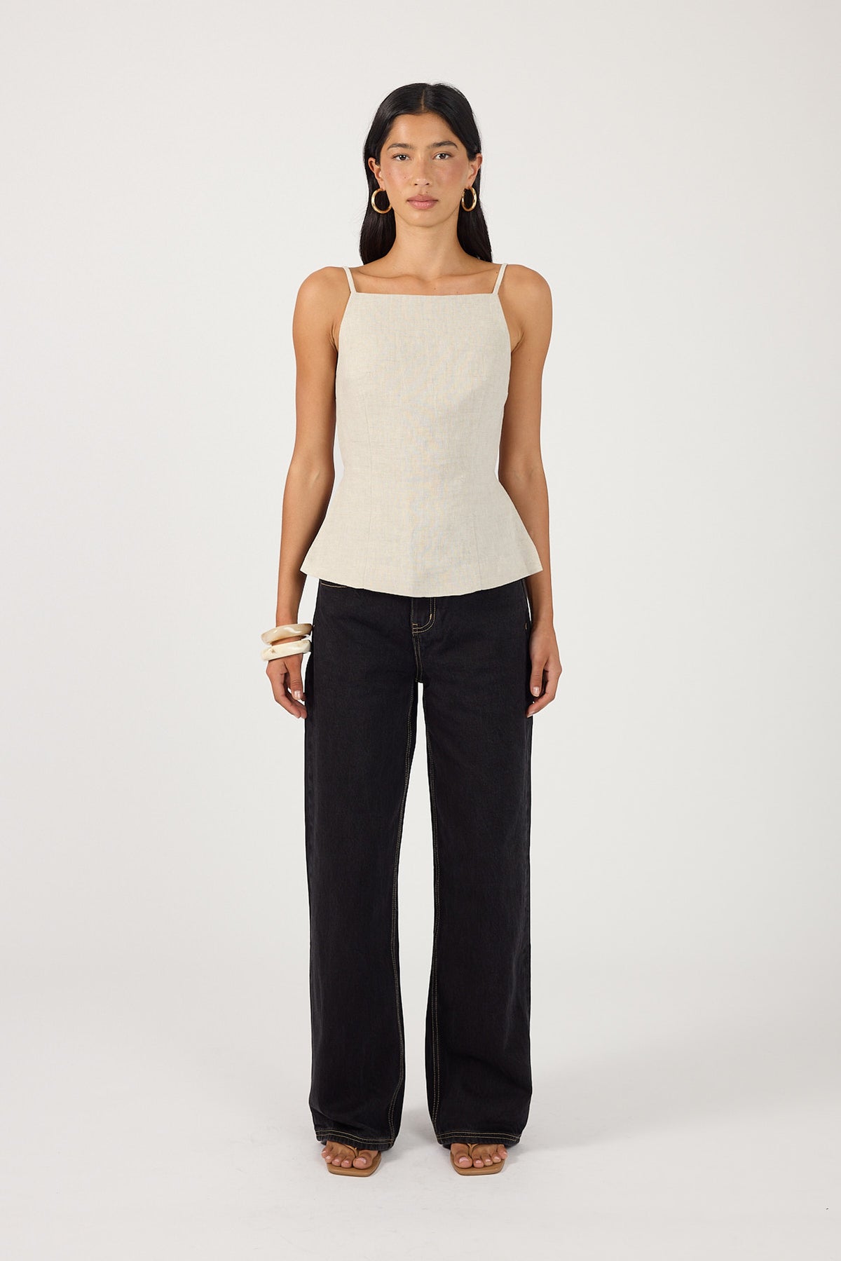 Perfect Stranger Lilah Linen Backless Top Oat