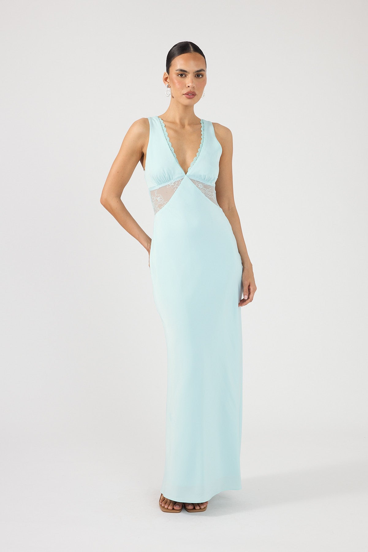 Perfect Stranger Sol Lace Maxi Dress Seafoam