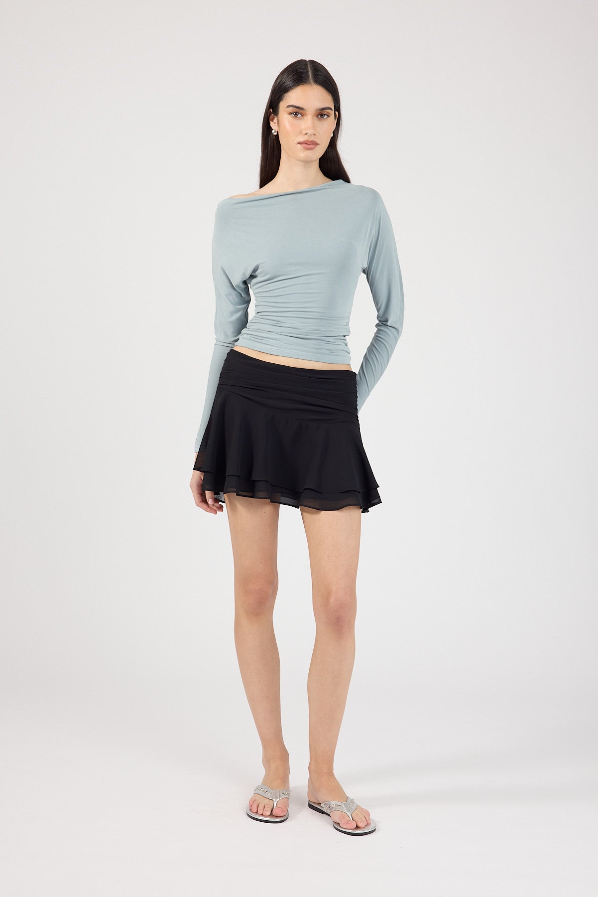 Perfect Stranger Rose Mini Skirt Black