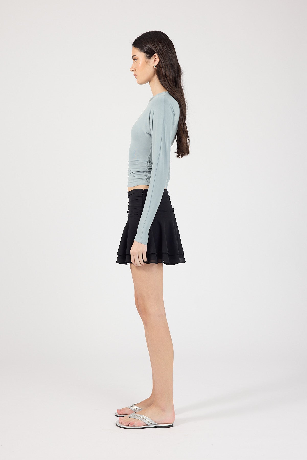 Perfect Stranger Rose Mini Skirt Black