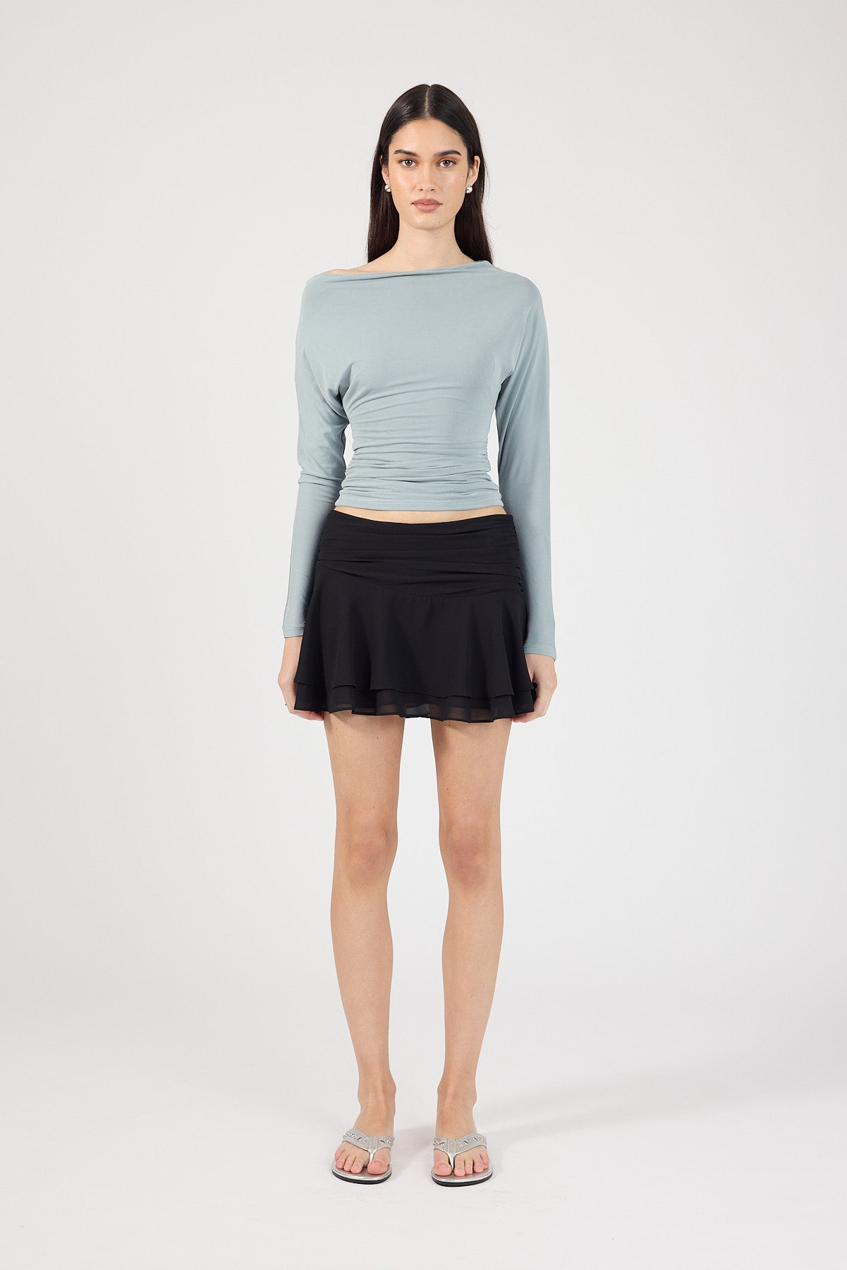 Perfect Stranger Rose Mini Skirt Black