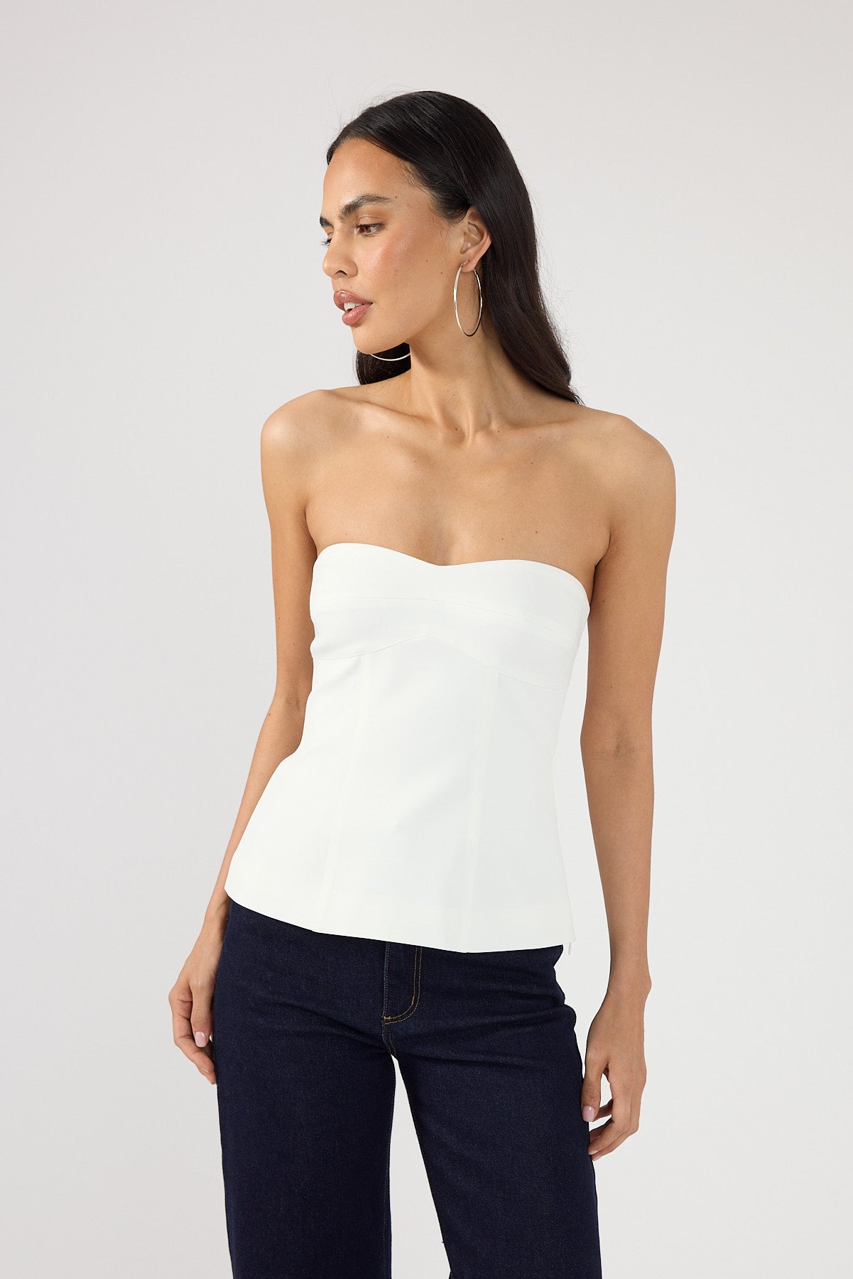 Perfect Stranger Tala Strapless Suiting Top White