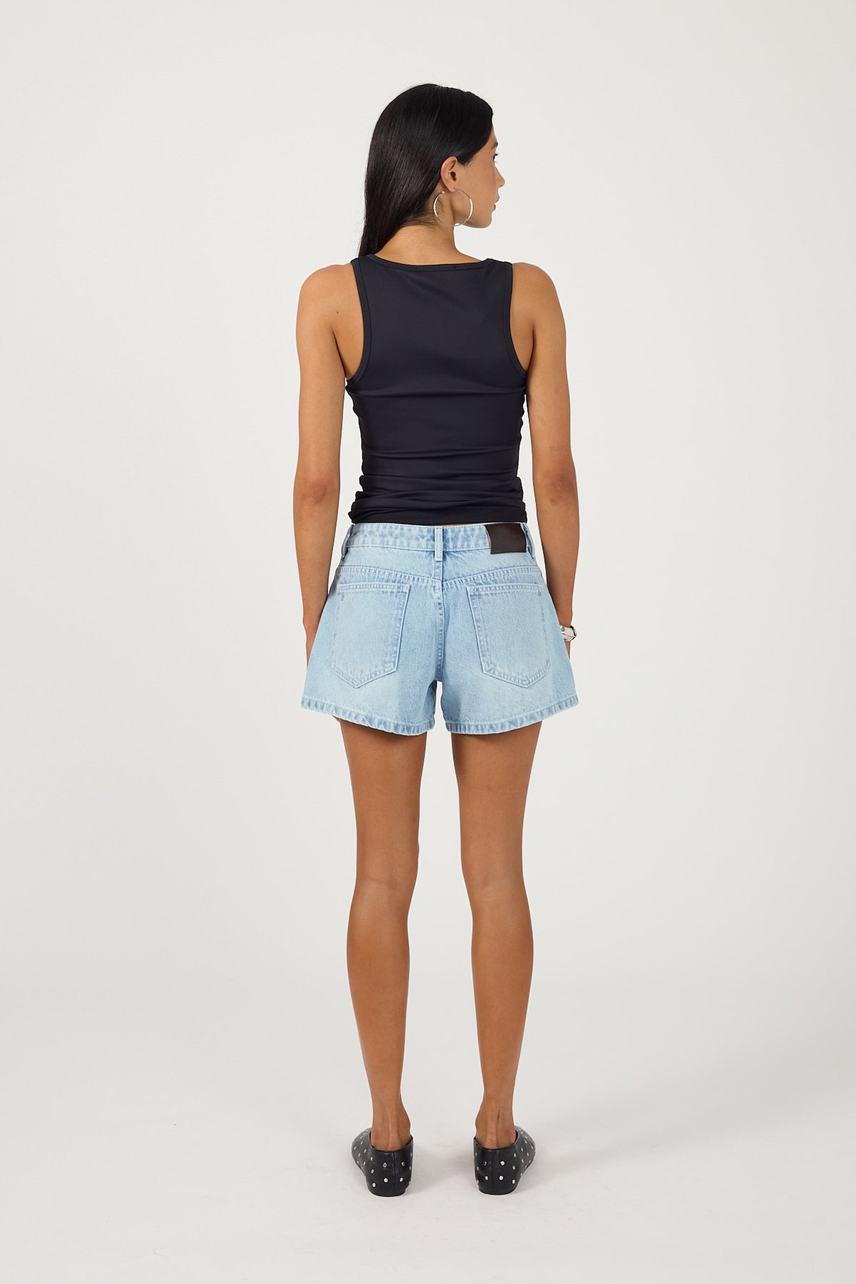 Perfect Stranger Mid Rise Slouch Denim Short Light Blue Denim