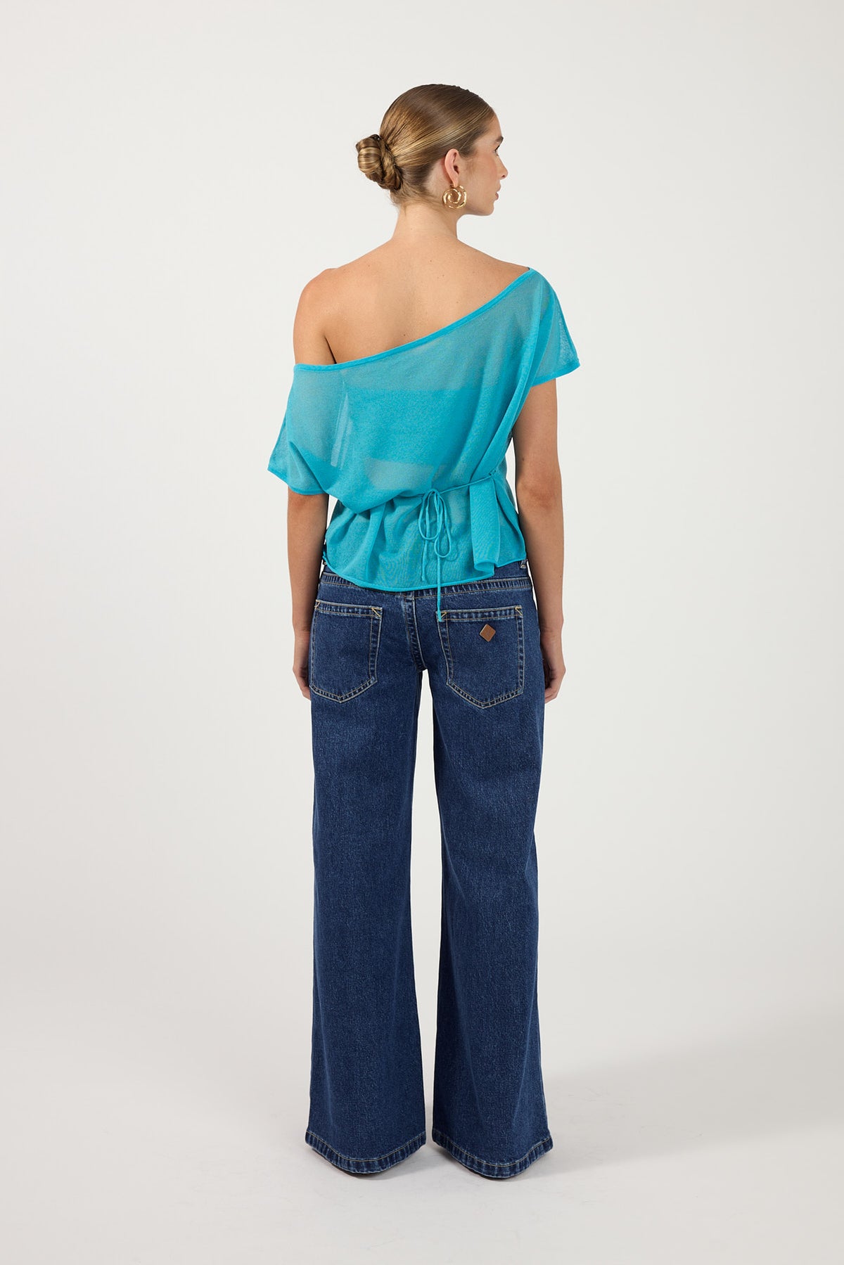 Perfect Stranger Orla Sheer Knit Top turquoise