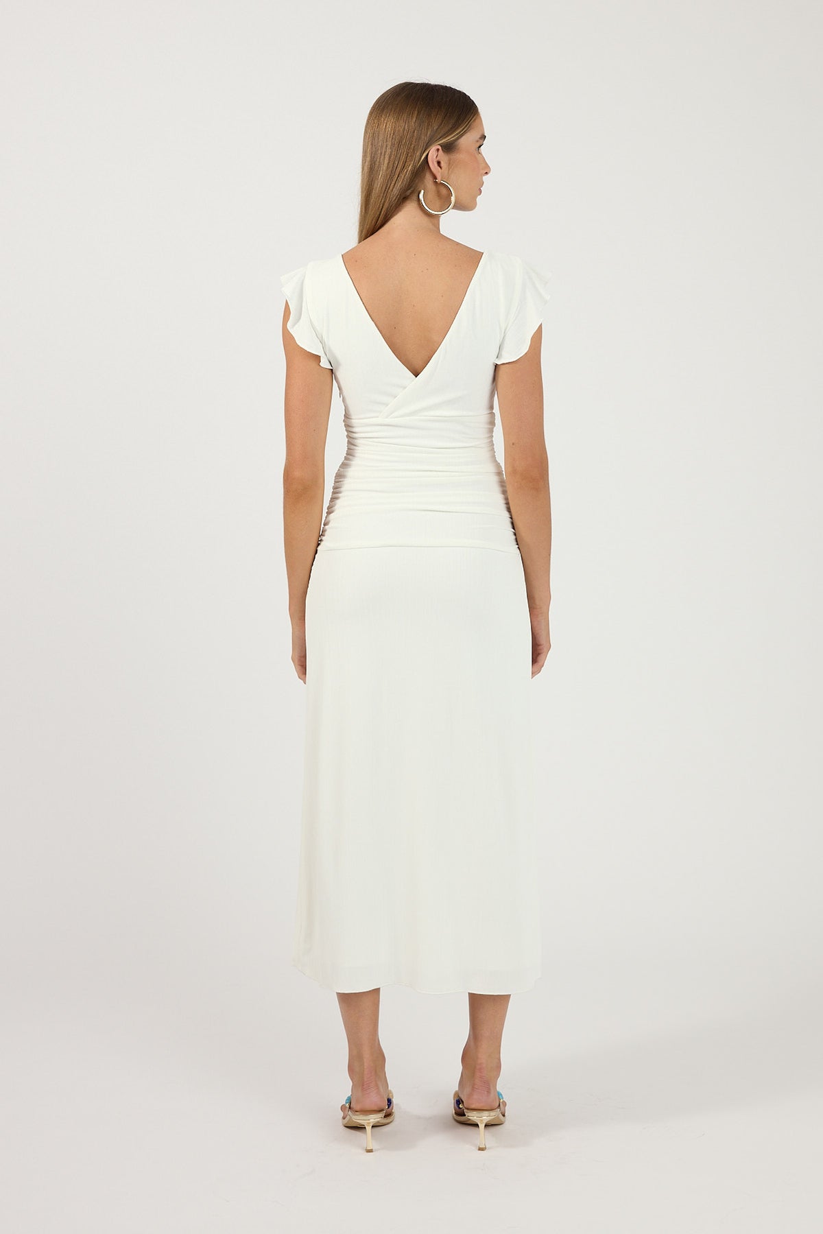 Perfect Stranger Silvana V-Neck Midi Dress White