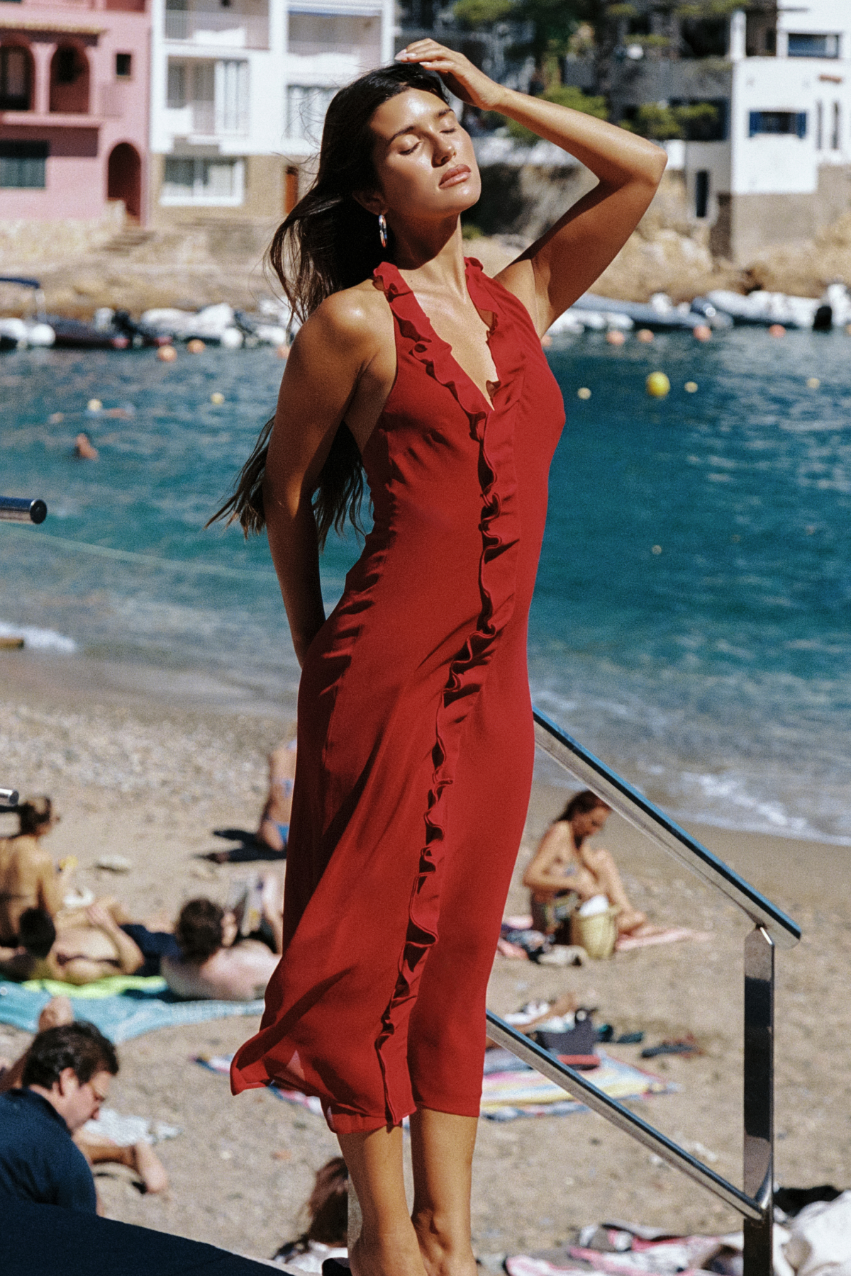Perfect Stranger Alira Halter Midi Dress Red