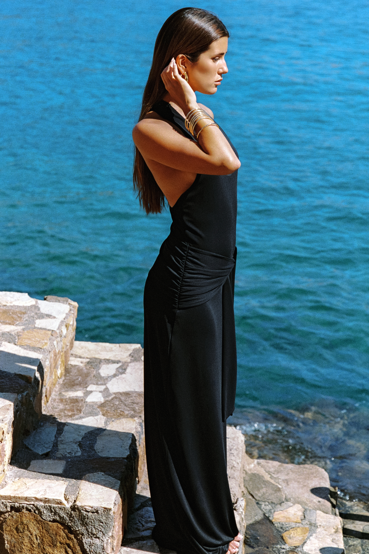 Perfect Stranger Veya Low Back Maxi Dress Black
