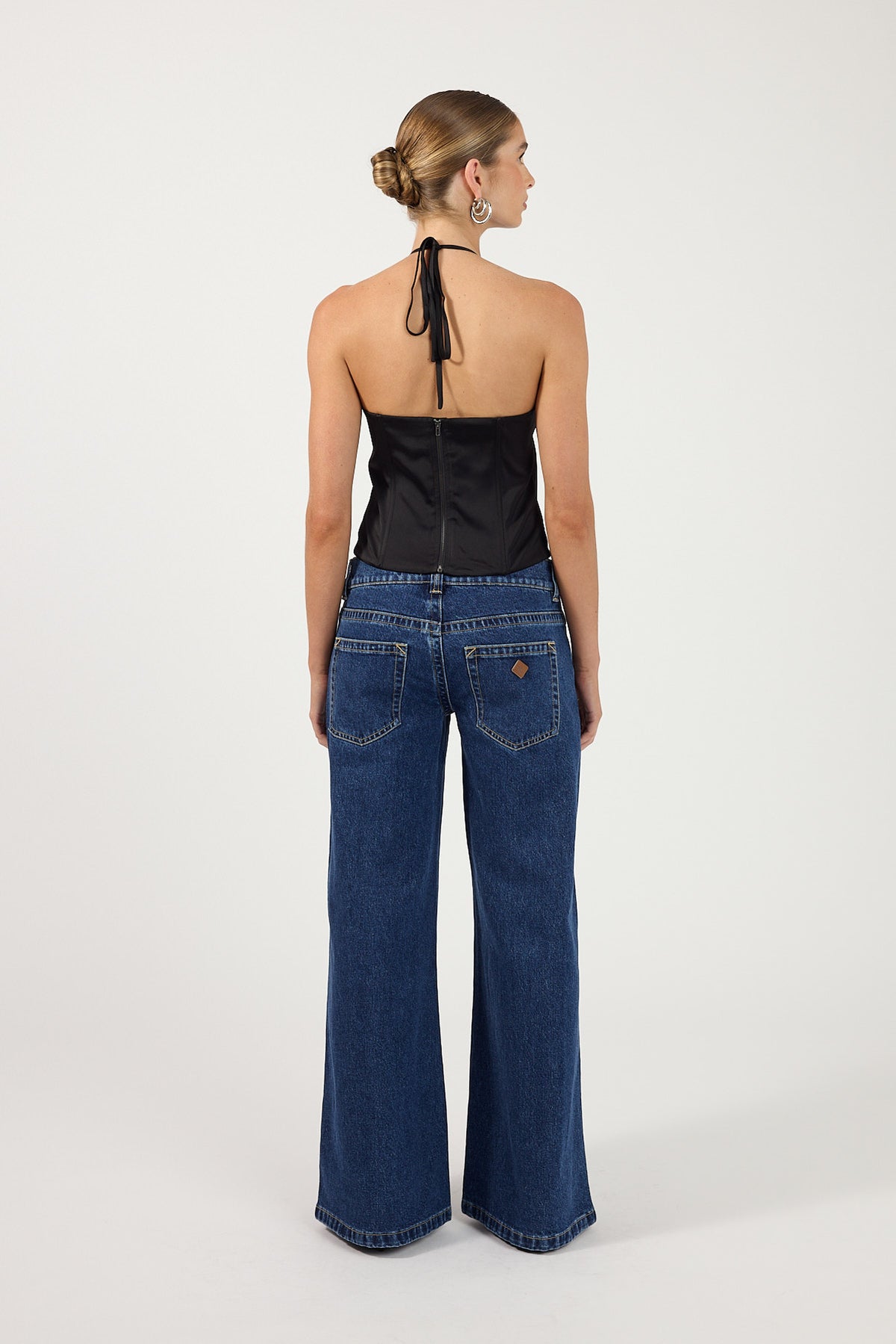Perfect Stranger Lennox Satin Corset Top Black
