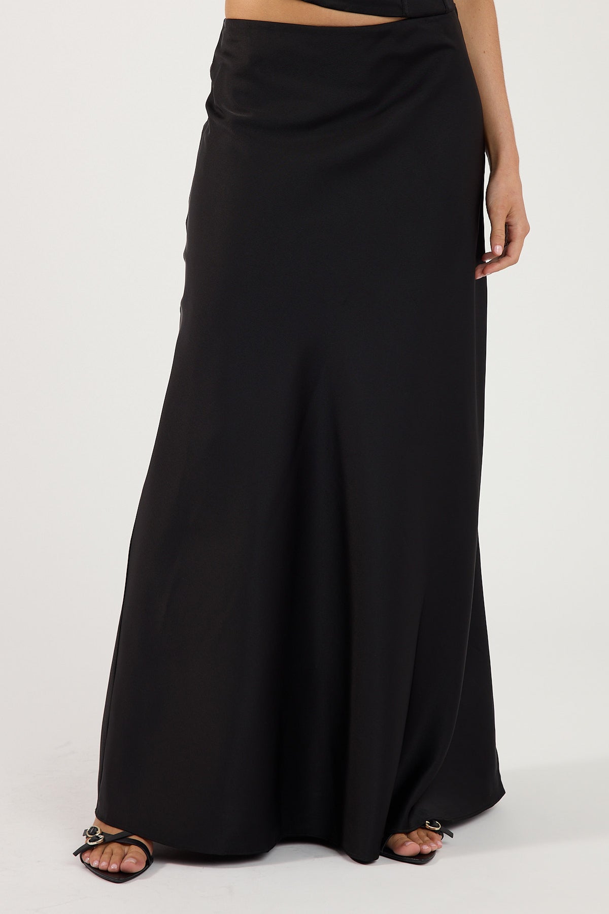 Perfect Stranger Lennox Satin Maxi Skirt Black