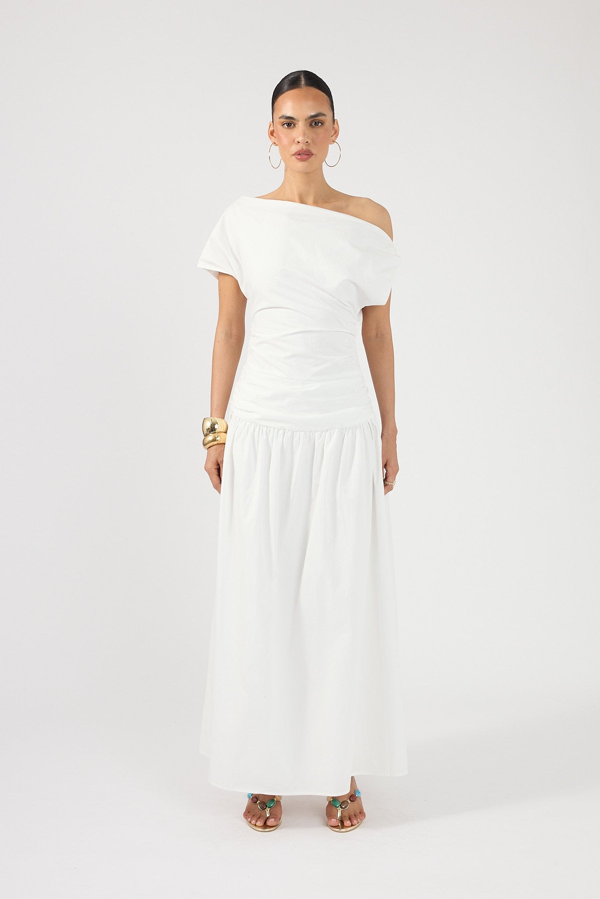 Perfect Stranger Fleur Gathered Maxi Dress White