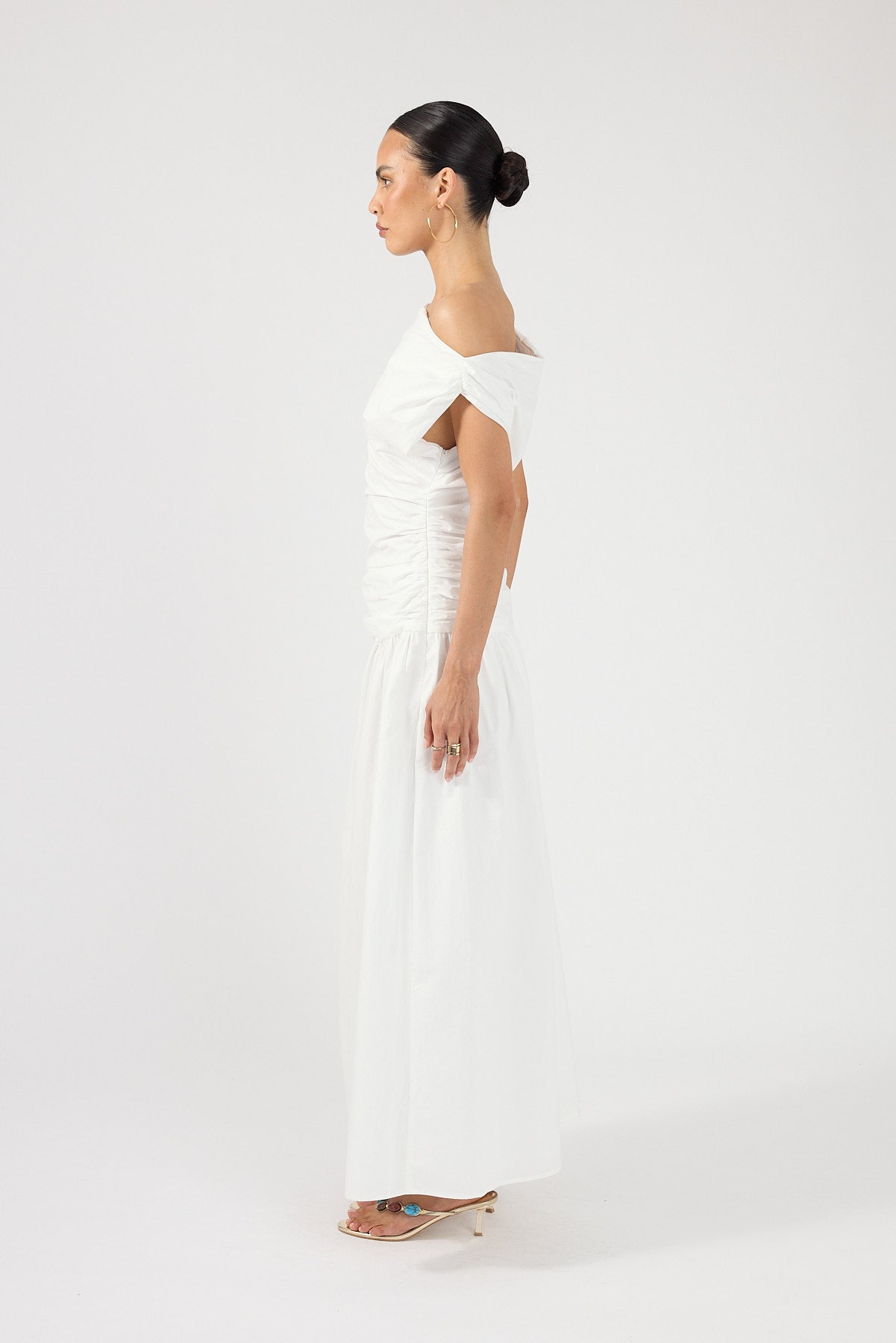 Perfect Stranger Fleur Gathered Maxi Dress White