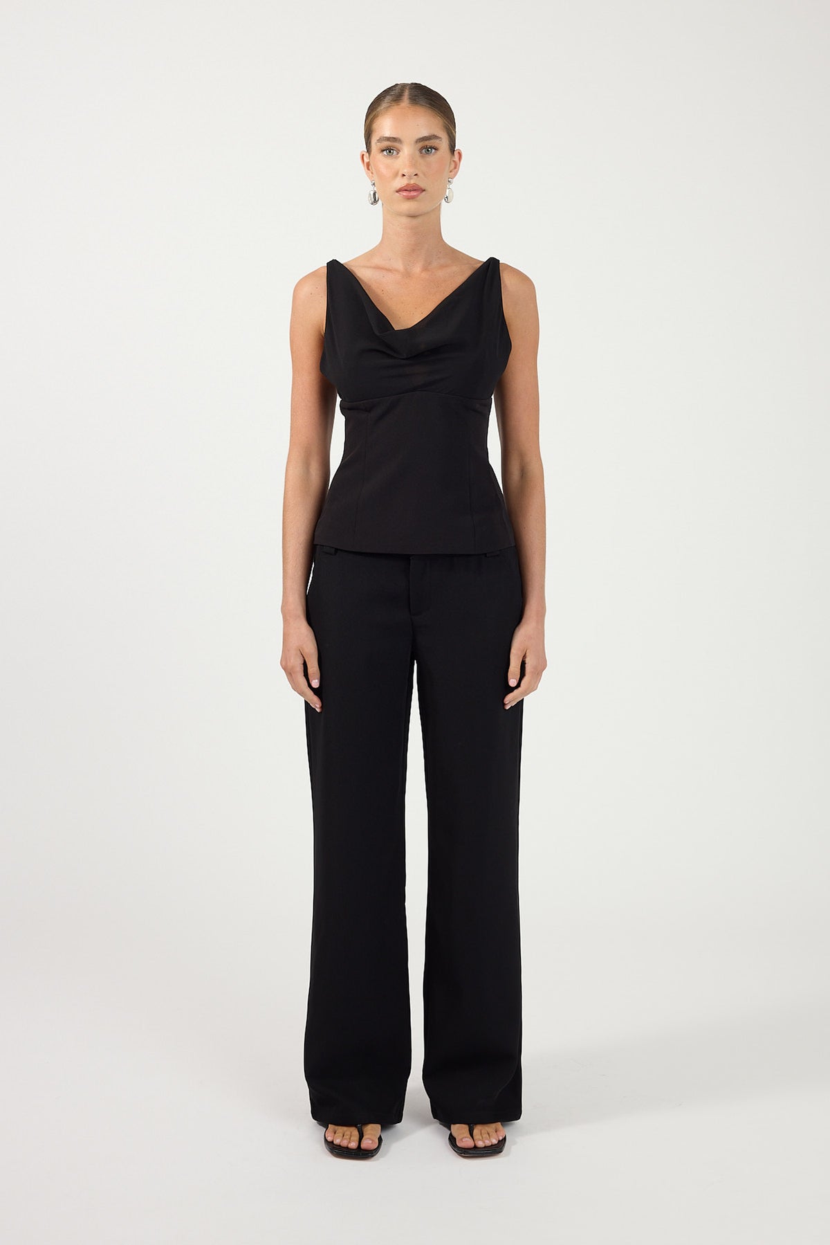 Perfect Stranger Effie Cowl Top Black