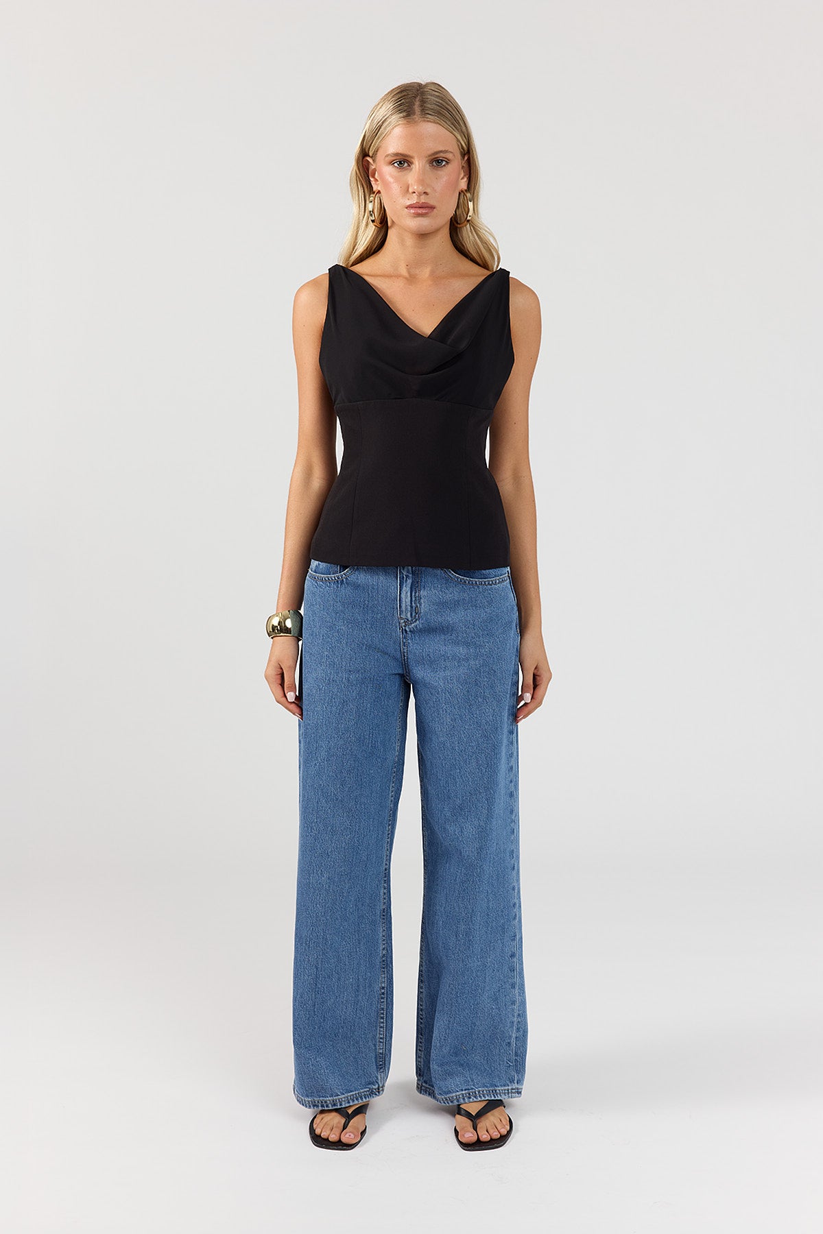 Perfect Stranger Effie Cowl Top Black