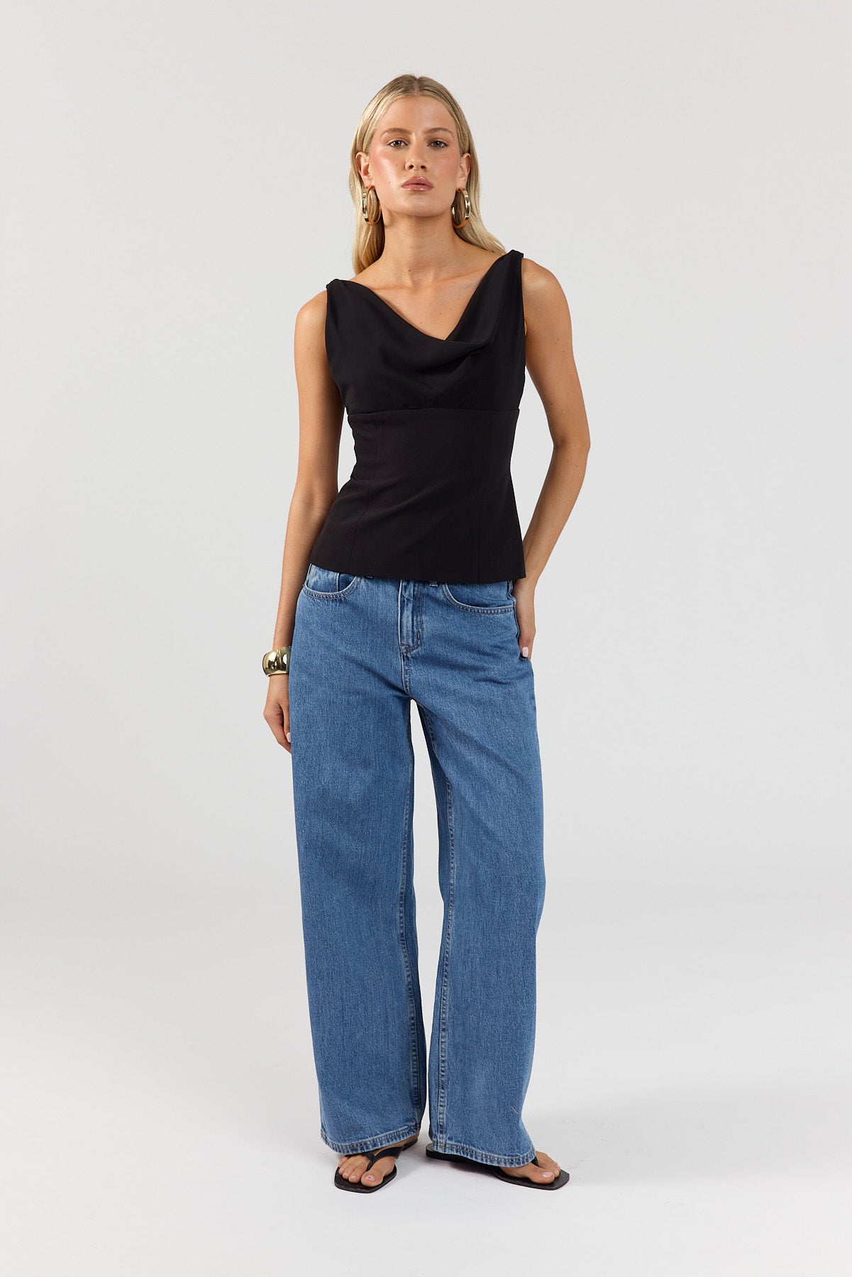 Perfect Stranger Effie Cowl Top Black