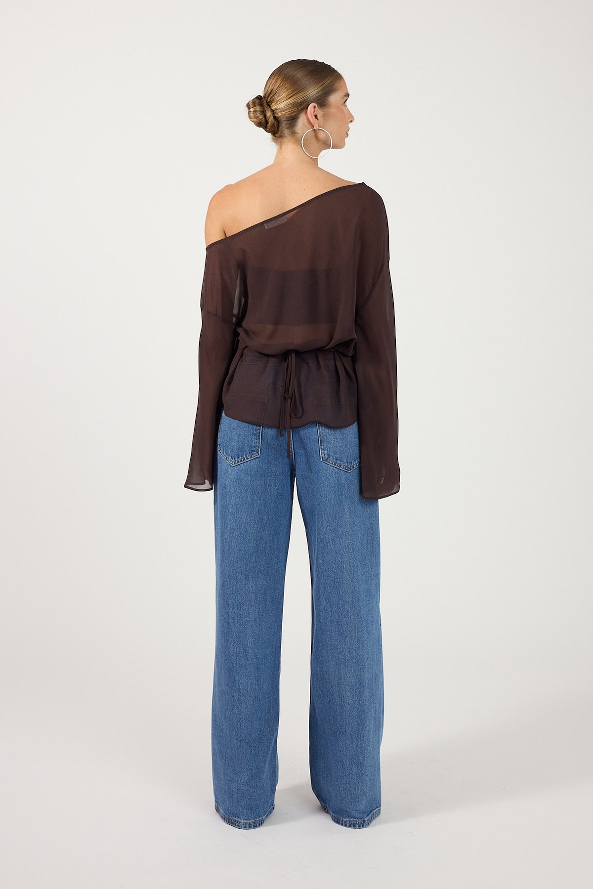 Perfect Stranger Cannes Sheer Long Sleeve Top Brown