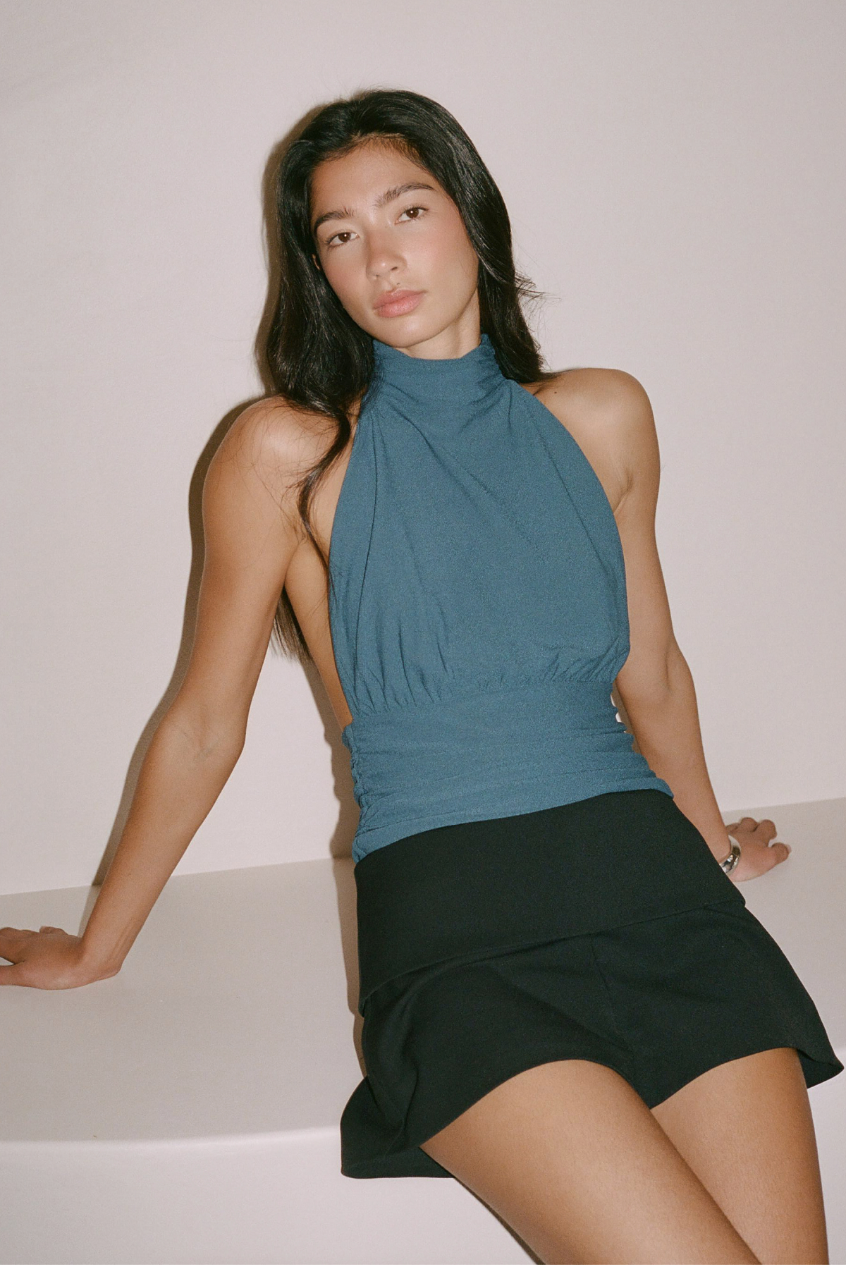 Perfect Stranger Aria Halter Top Petrol Blue