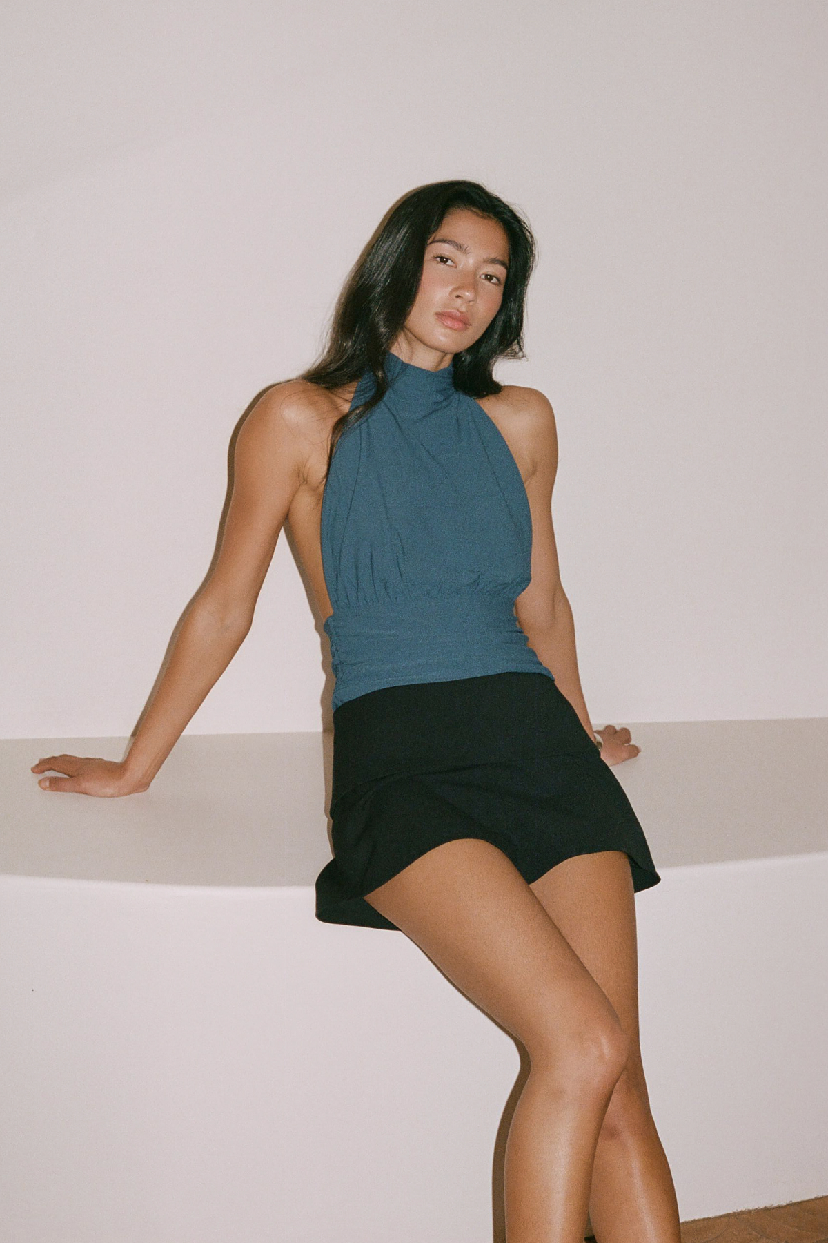 Perfect Stranger Aria Halter Top Petrol Blue