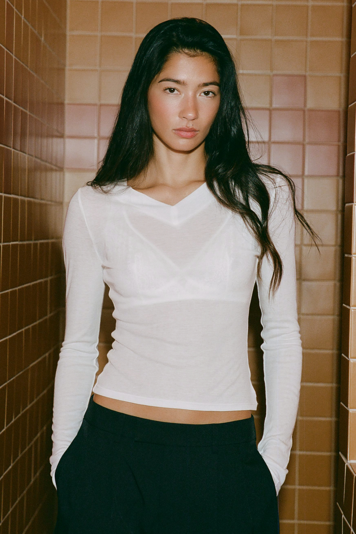Perfect Stranger Lara Long Sleeve Sheer Top White