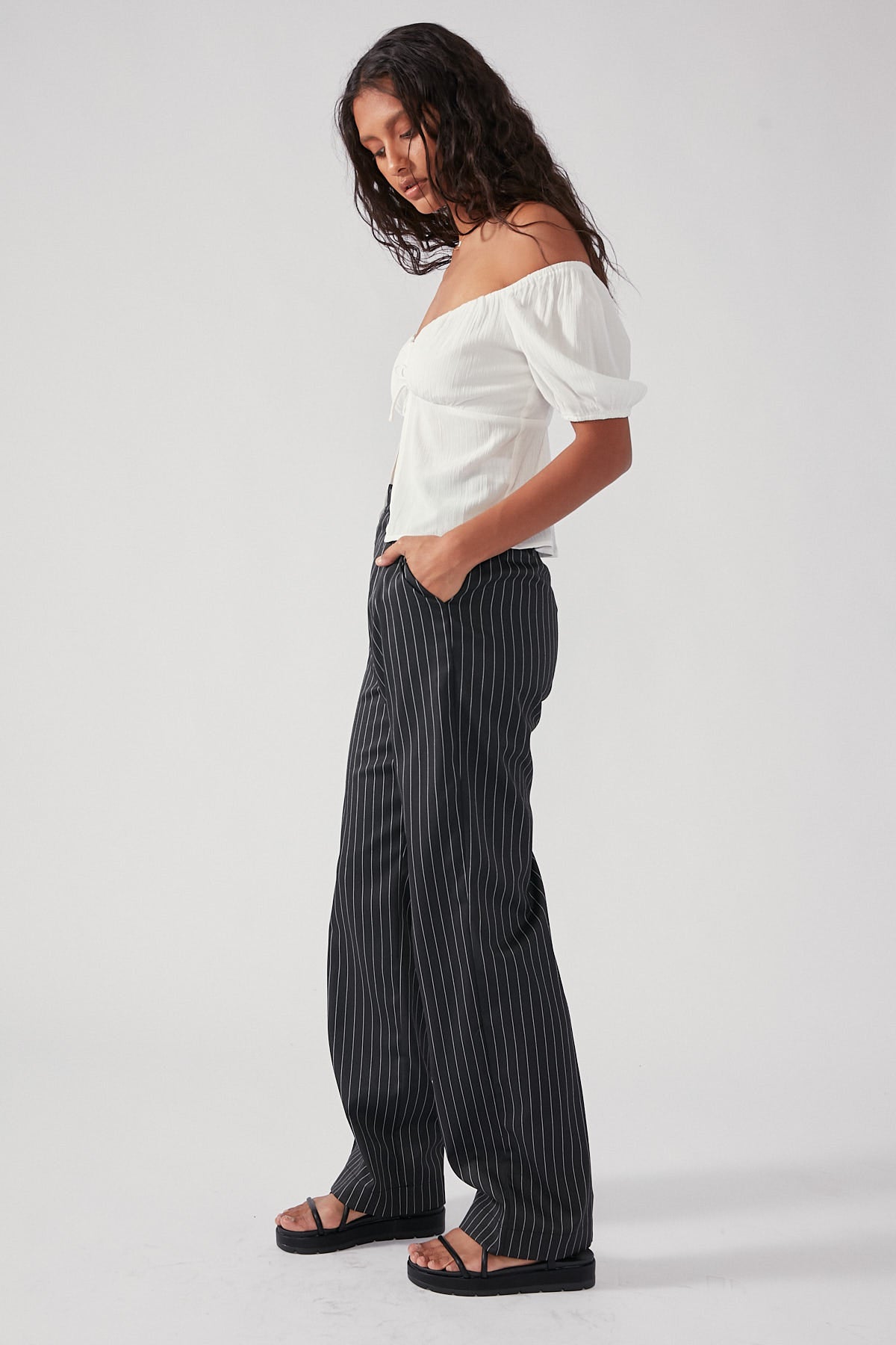 Perfect Stranger Stay With Me Pant Black Pinstripe