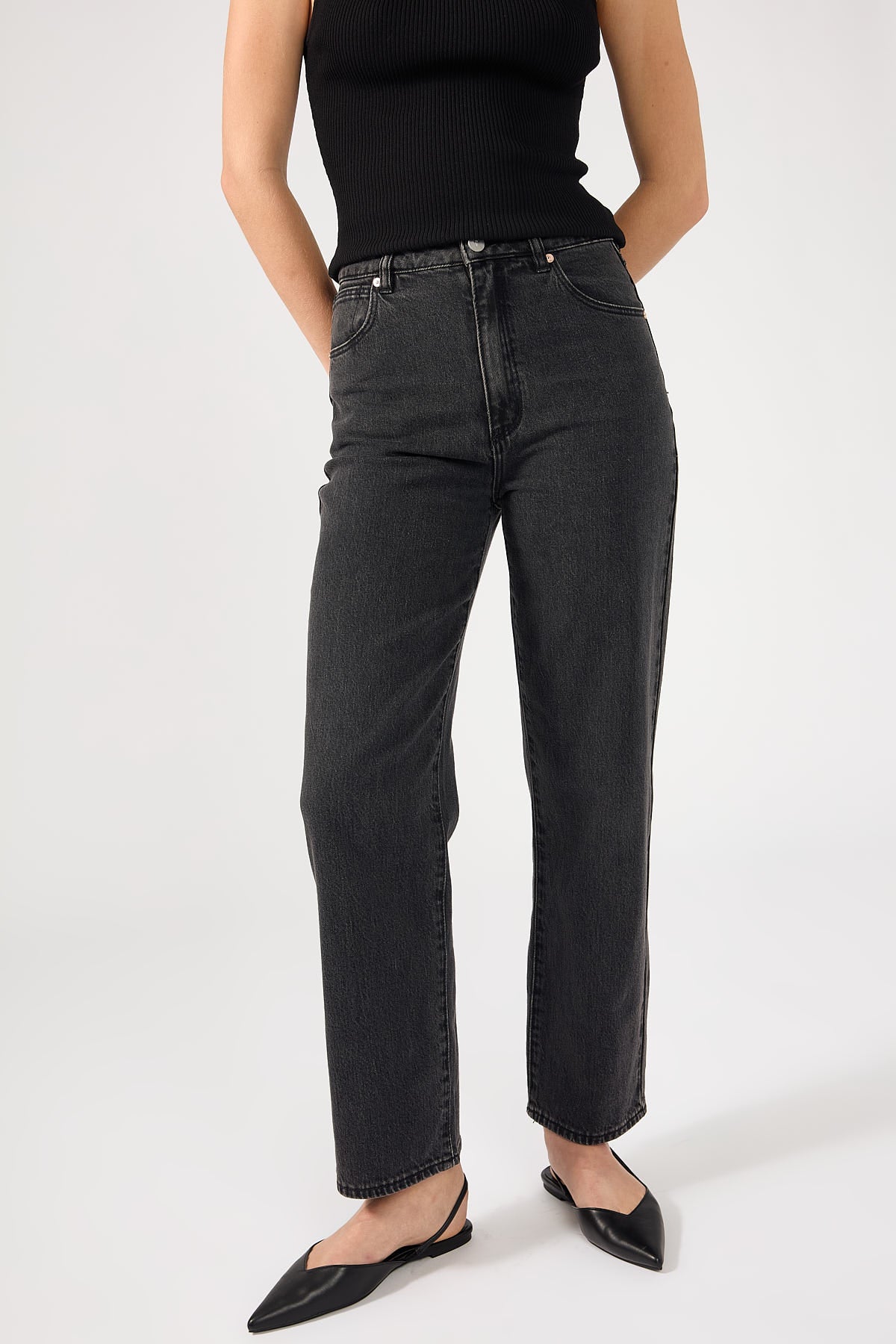 Abrand A Venice High Waisted Straight Jean Charo Black