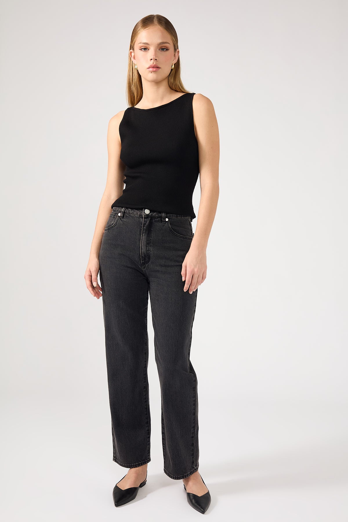 Abrand A Venice High Waisted Straight Jean Charo Black