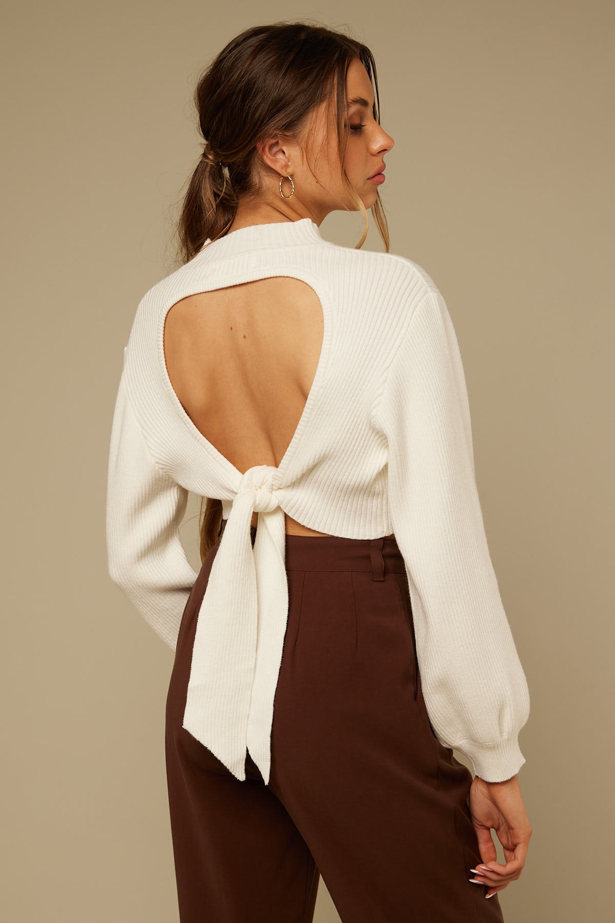 Perfect Stranger Open Tie Back Knit White