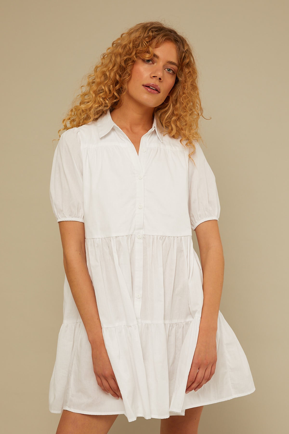 Perfect Stranger Born To Be Tiered Cotton Dress White