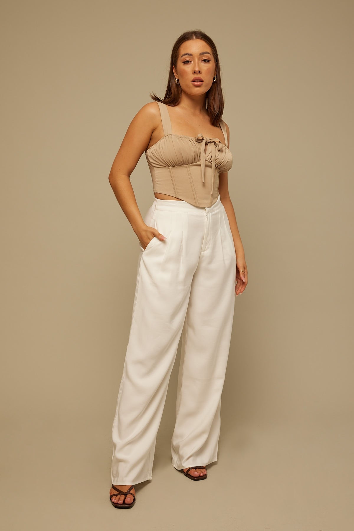 Perfect Stranger Double Pleat Pant White