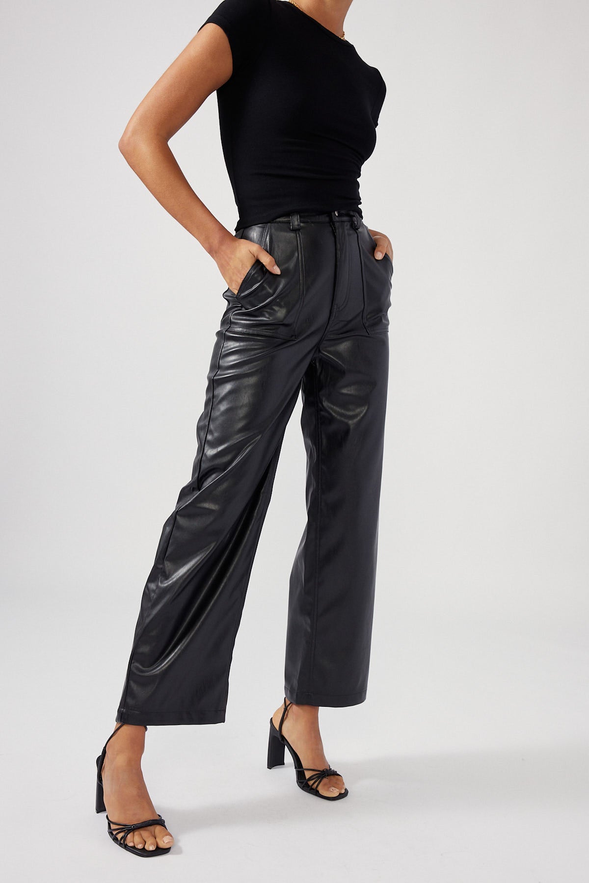 Pu sales black trousers